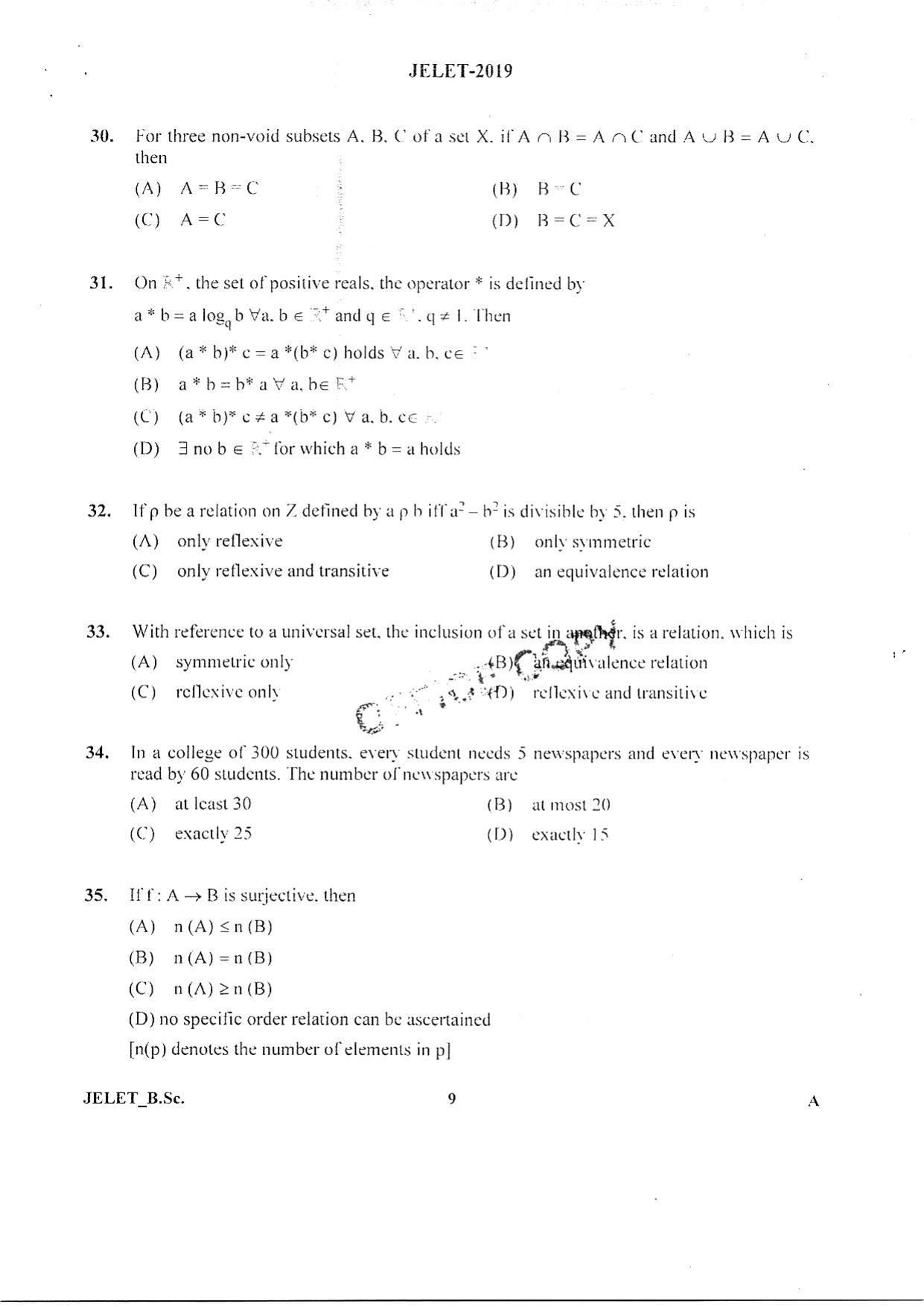 WBJEE  JELET 2019 ( BSc ) - Page 8