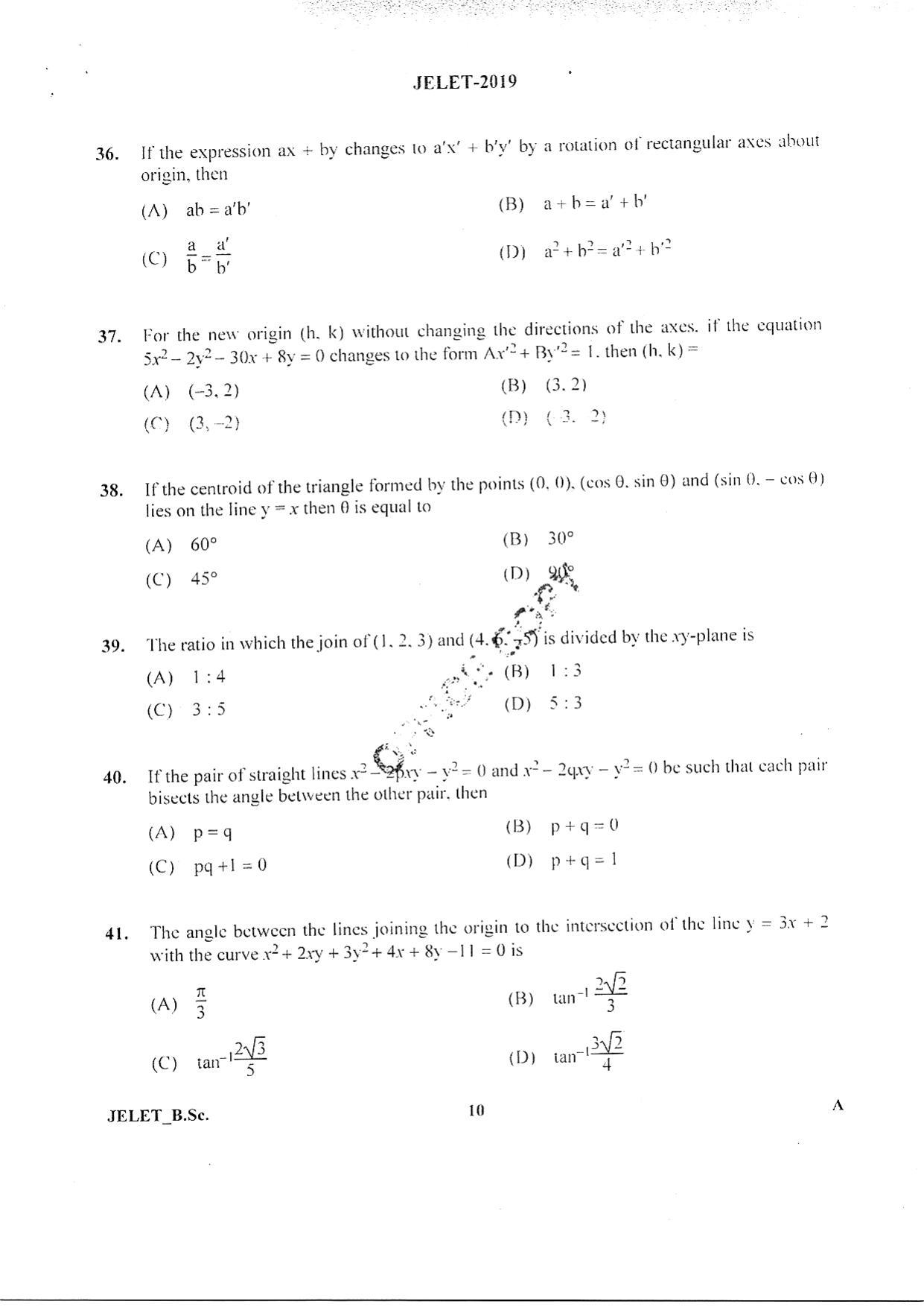 WBJEE  JELET 2019 ( BSc ) - Page 9