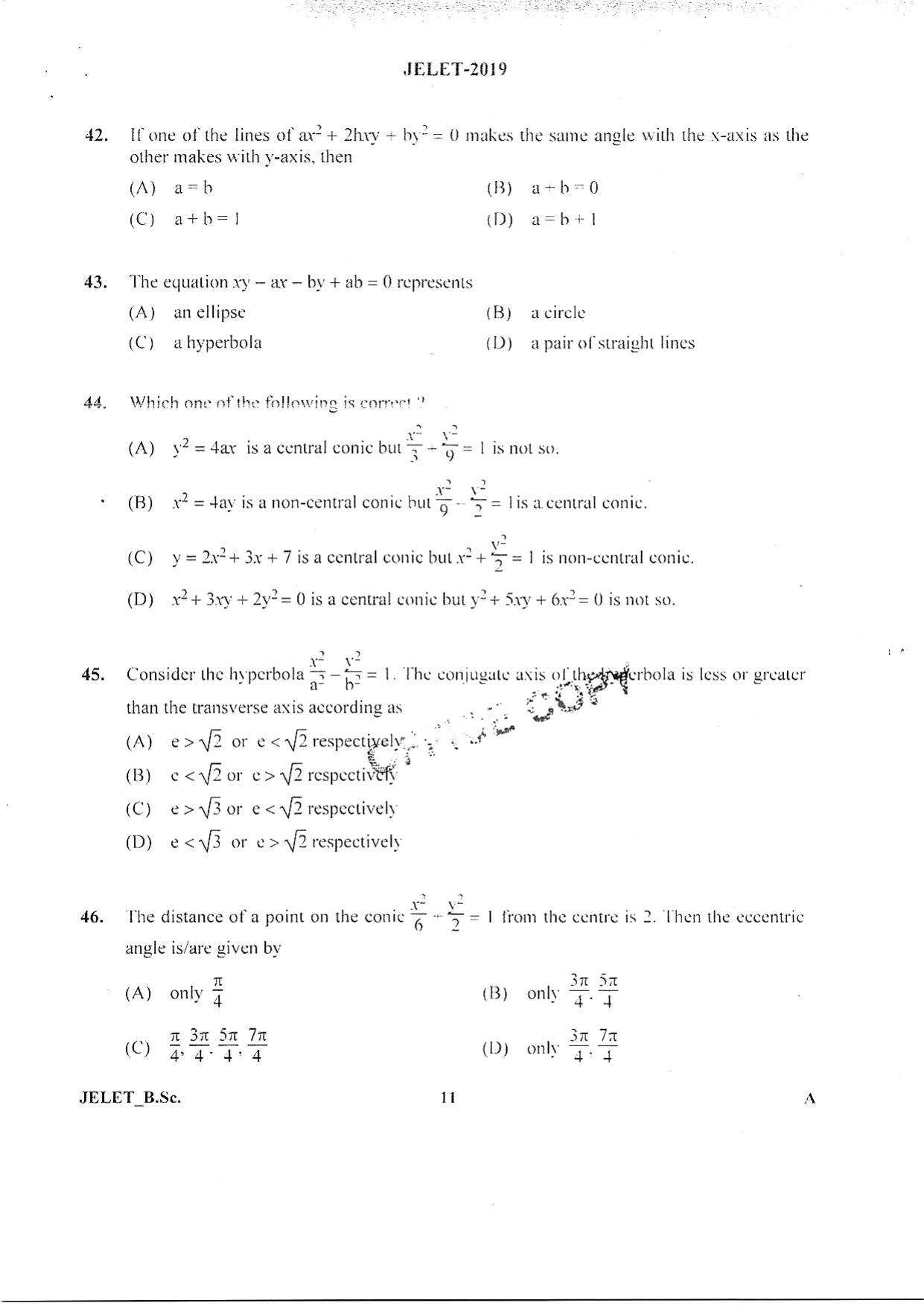 WBJEE  JELET 2019 ( BSc ) - Page 10