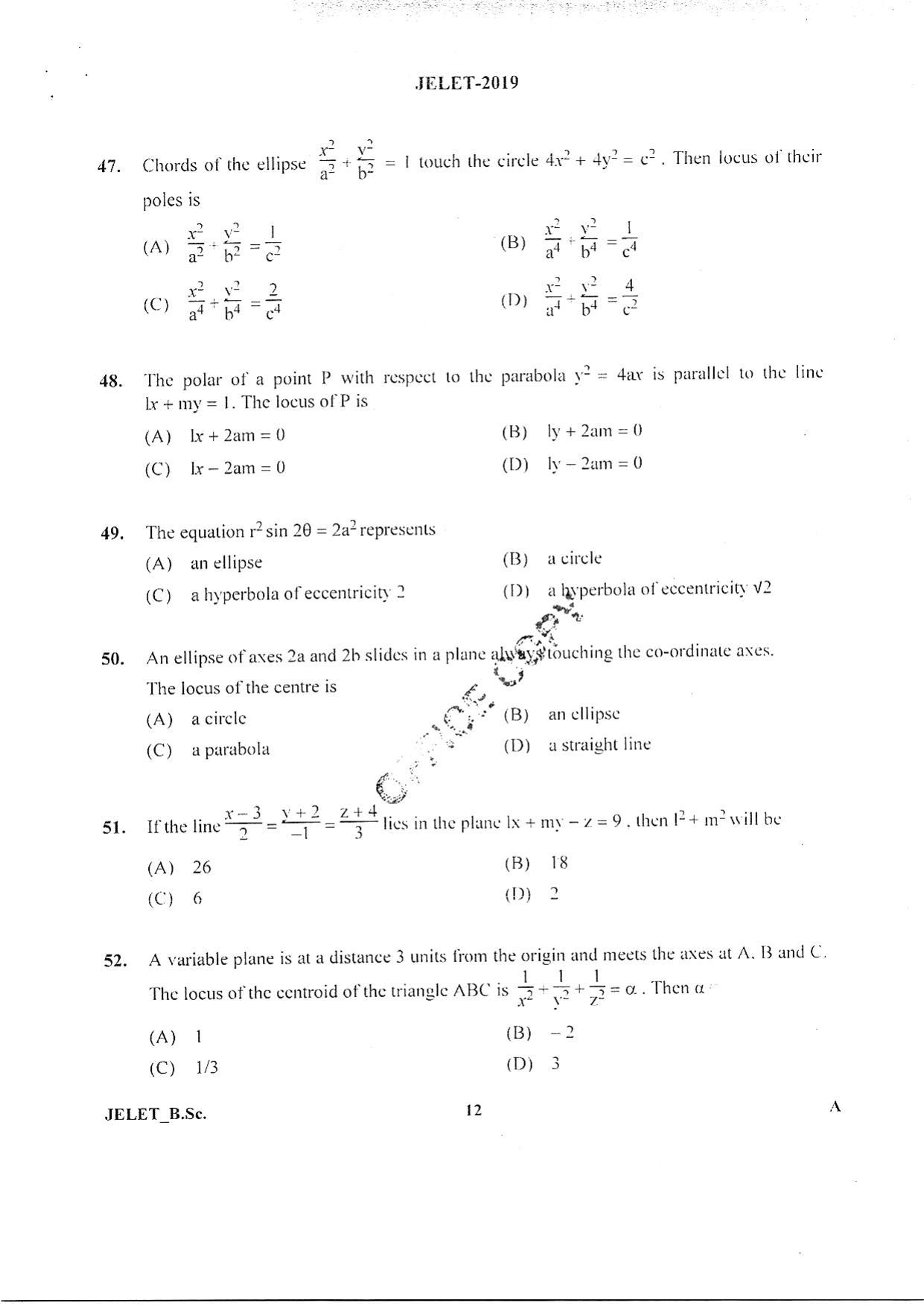 WBJEE  JELET 2019 ( BSc ) - Page 11