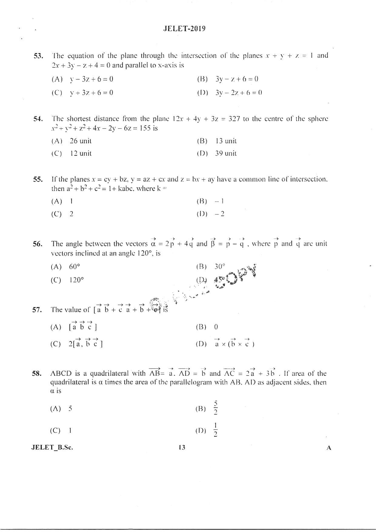 WBJEE  JELET 2019 ( BSc ) - Page 12