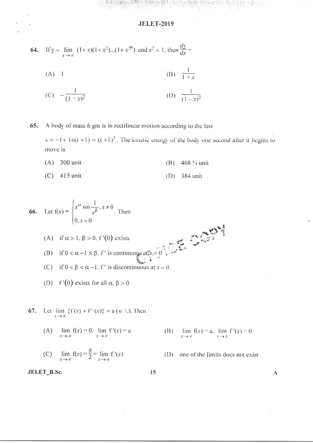WBJEE  JELET 2019 ( BSc ) - Page 14