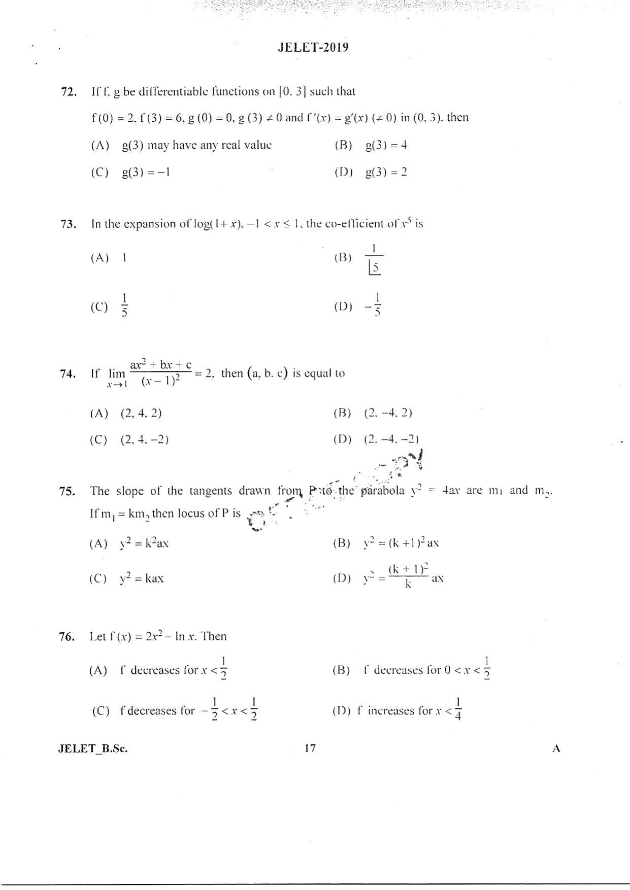 WBJEE  JELET 2019 ( BSc ) - Page 16