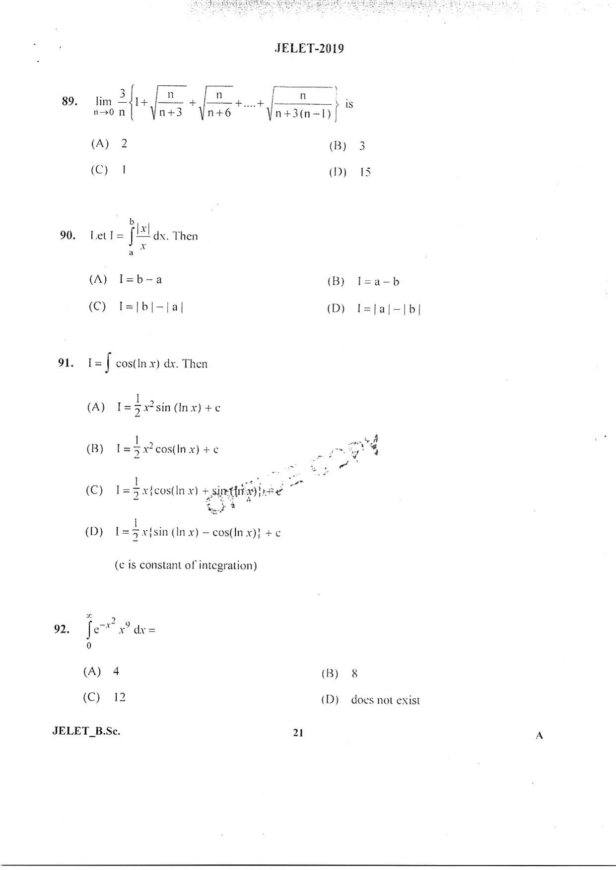 WBJEE  JELET 2019 ( BSc ) - Page 20