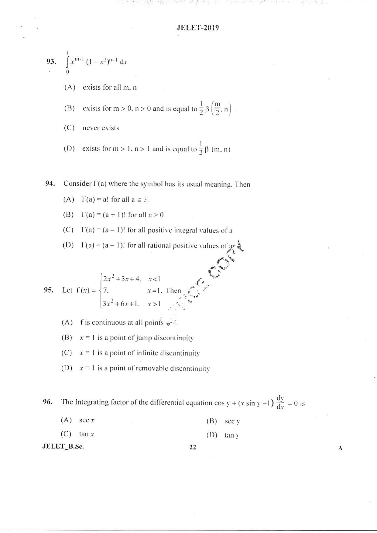 WBJEE  JELET 2019 ( BSc ) - Page 21