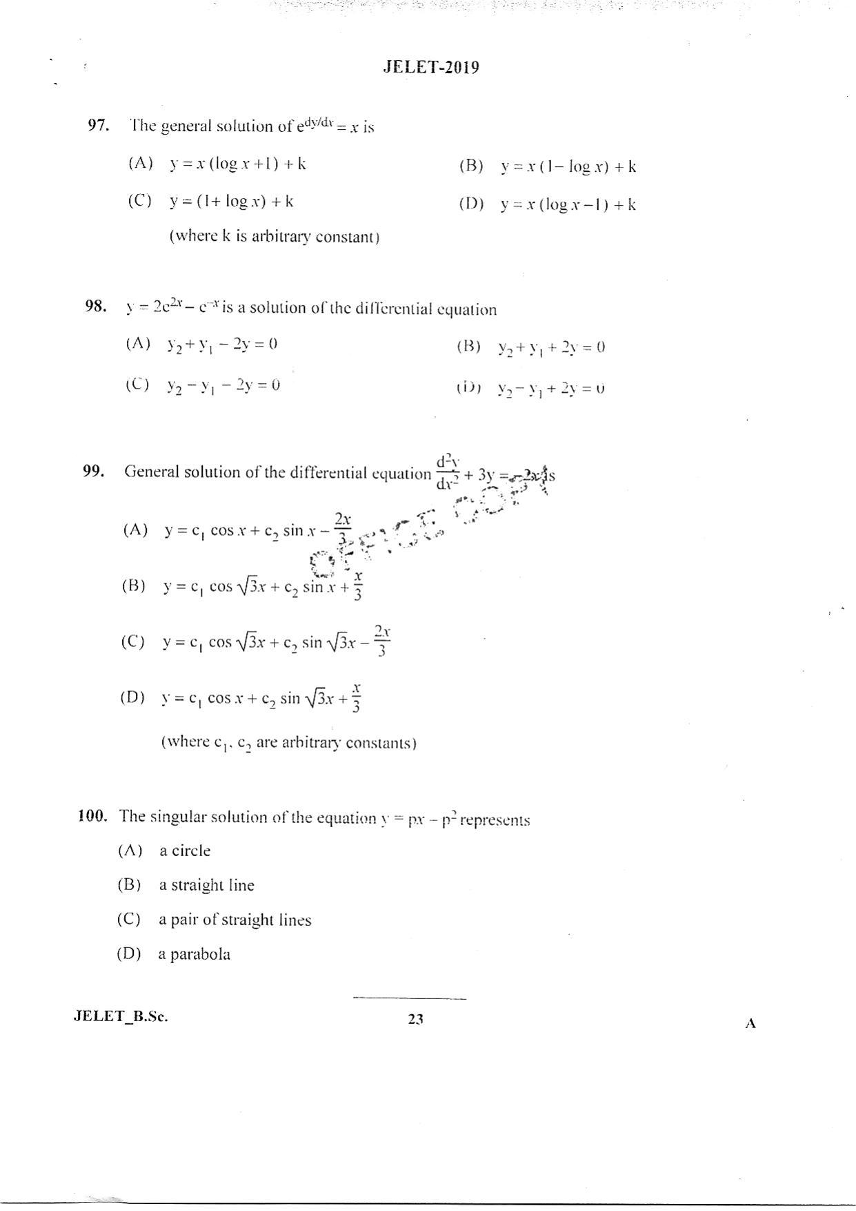 WBJEE  JELET 2019 ( BSc ) - Page 22