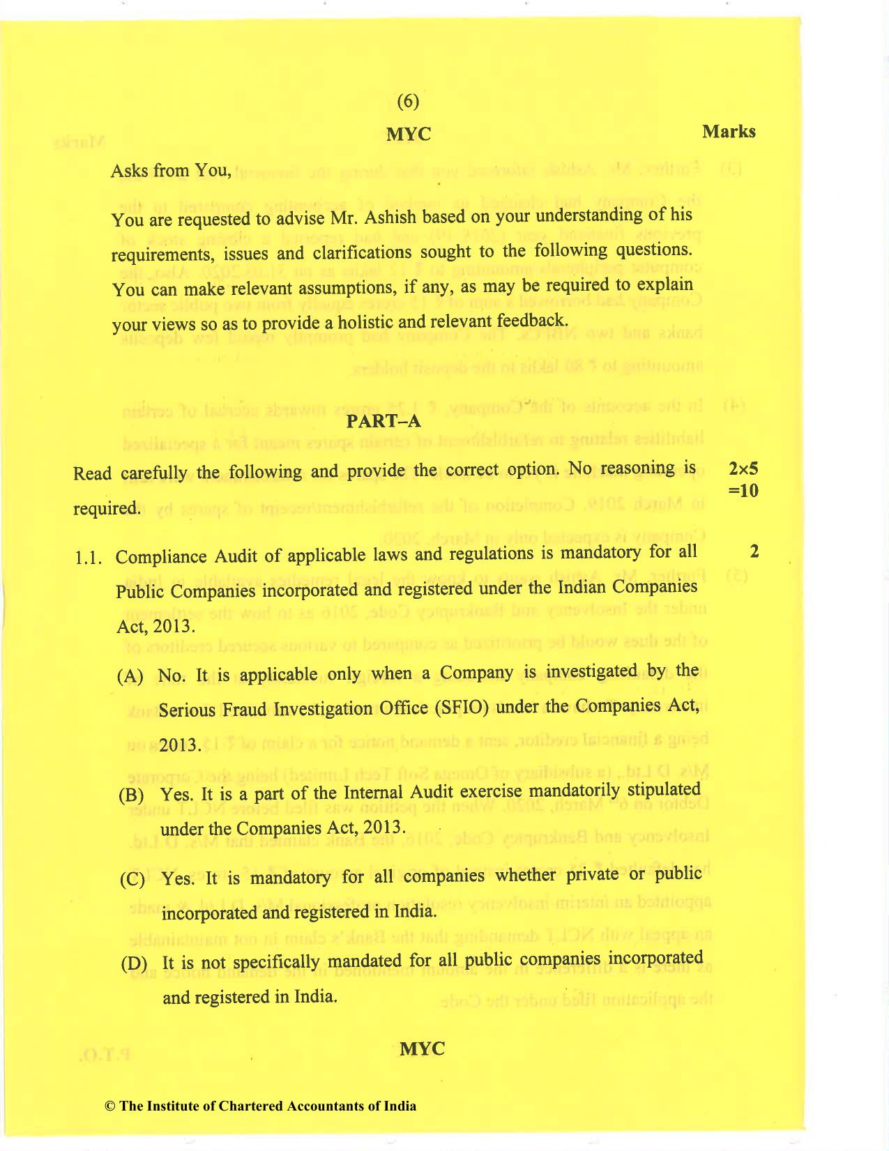 CA Final Nov 2020 Question Paper - Paper 6F – Multidisciplinary Case Study - Page 6