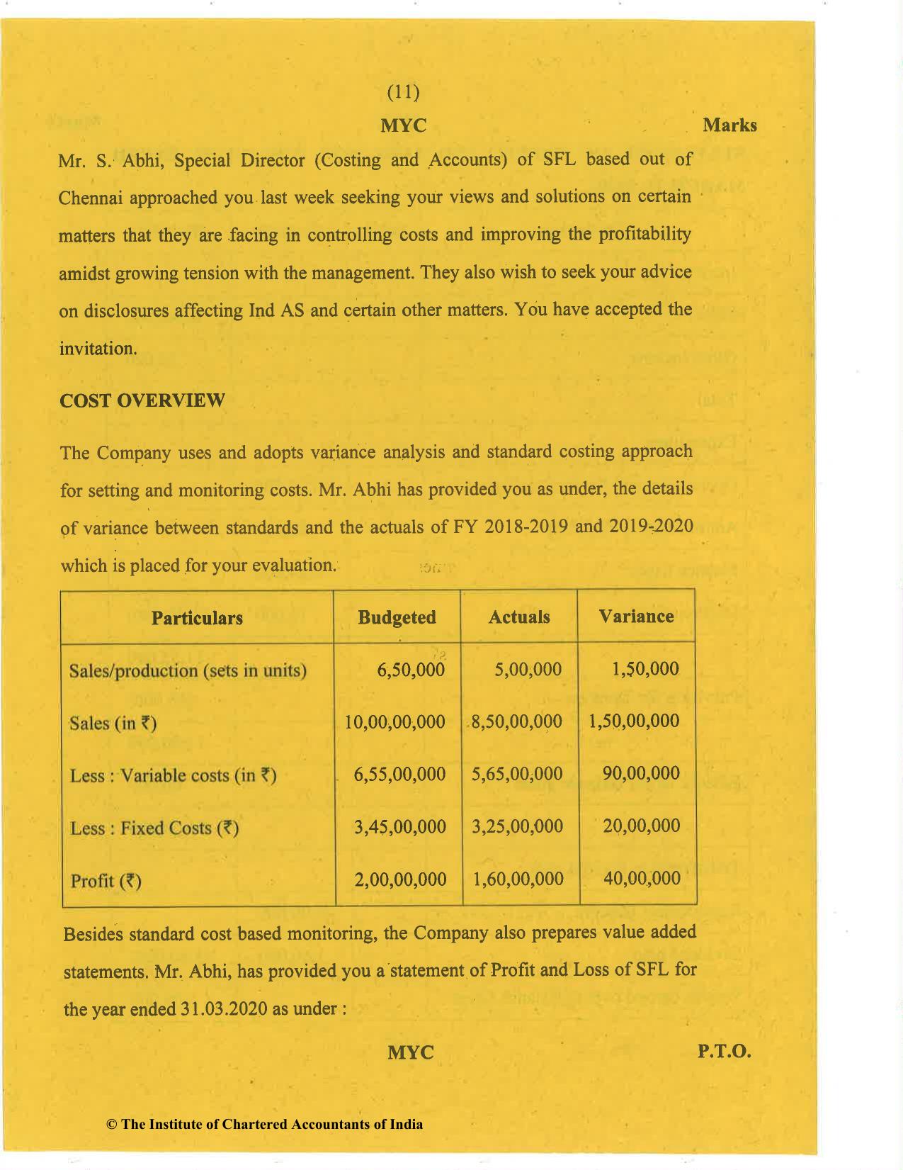CA Final Nov 2020 Question Paper - Paper 6F – Multidisciplinary Case Study - Page 11