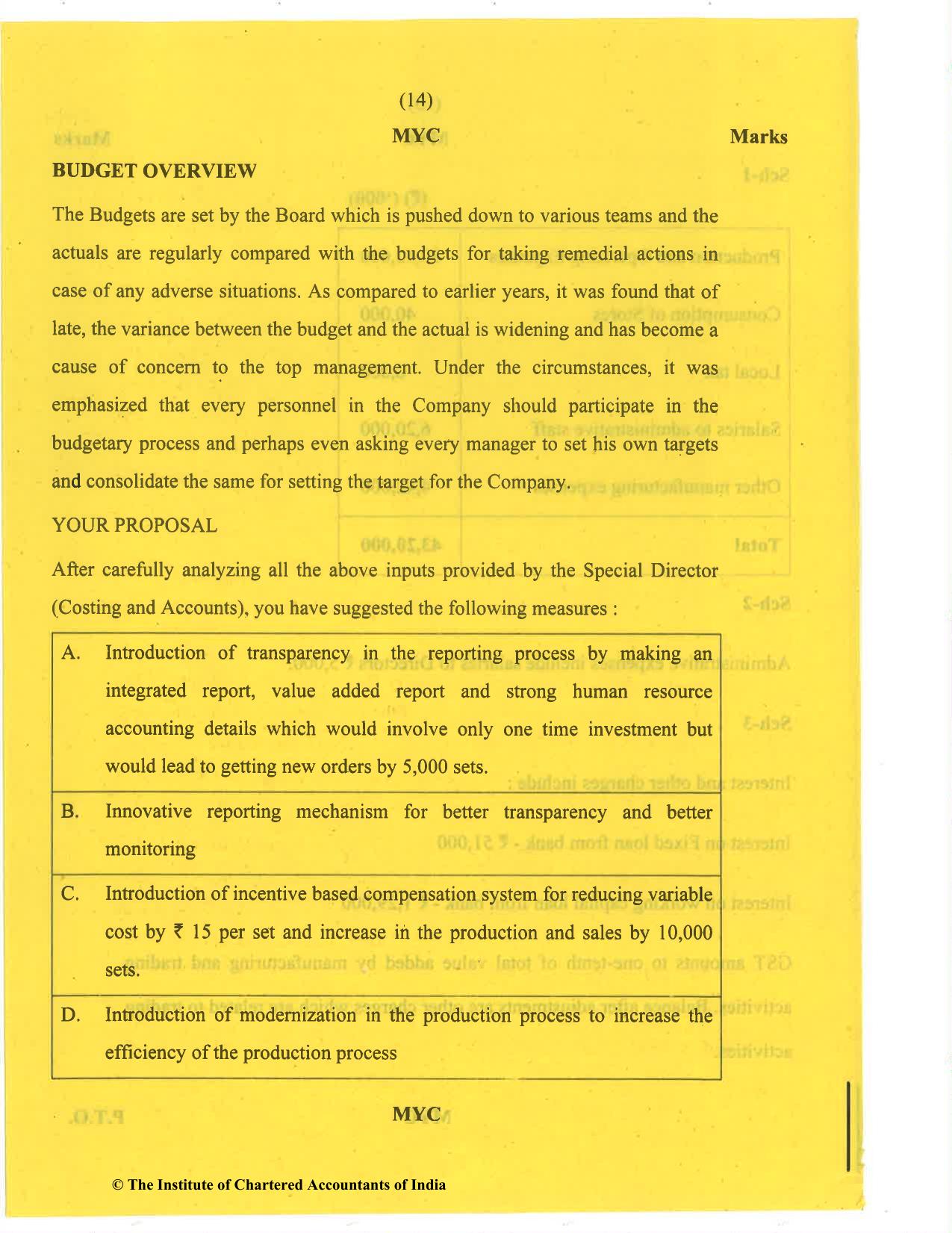 CA Final Nov 2020 Question Paper - Paper 6F – Multidisciplinary Case Study - Page 14