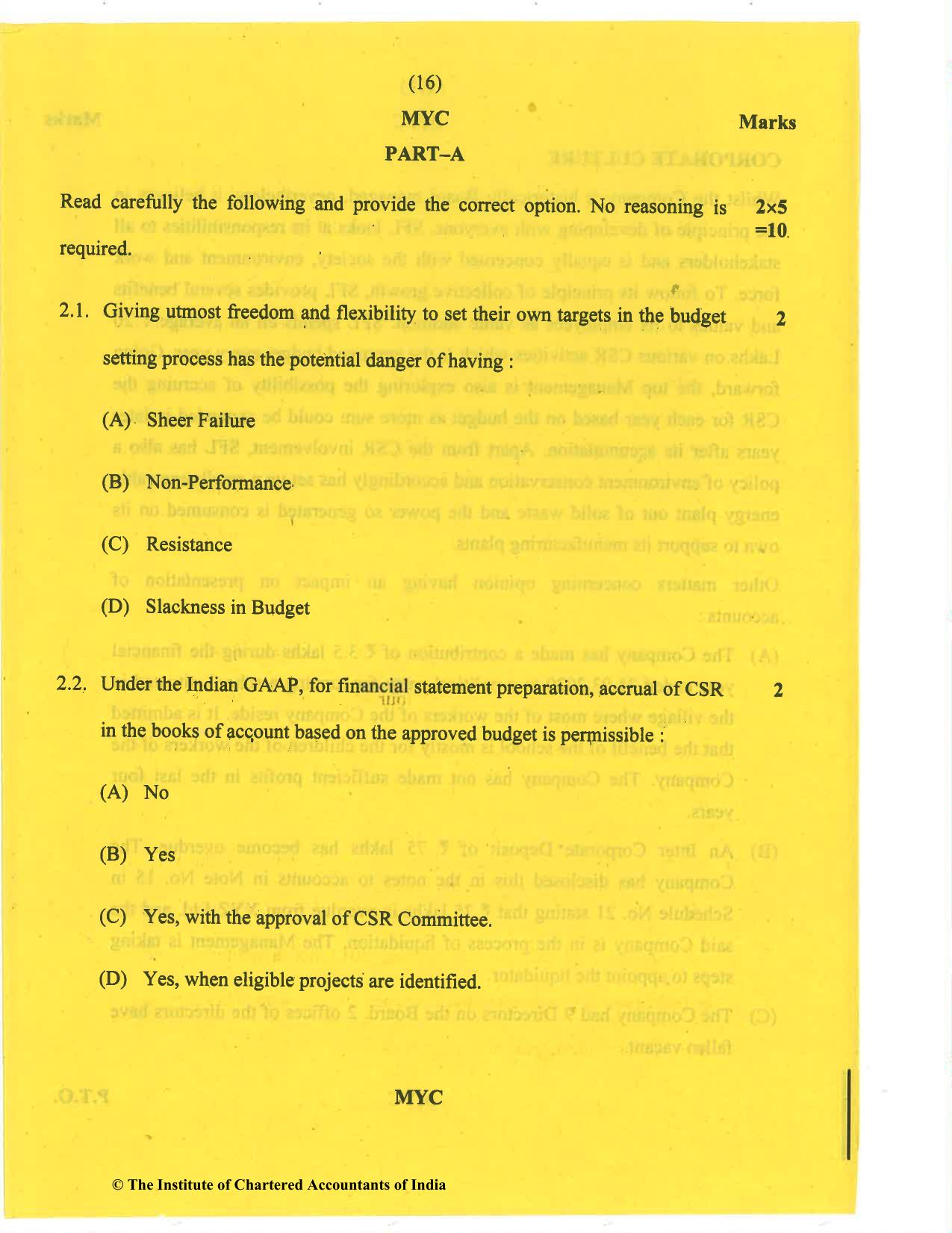 CA Final Nov 2020 Question Paper - Paper 6F – Multidisciplinary Case Study - Page 16