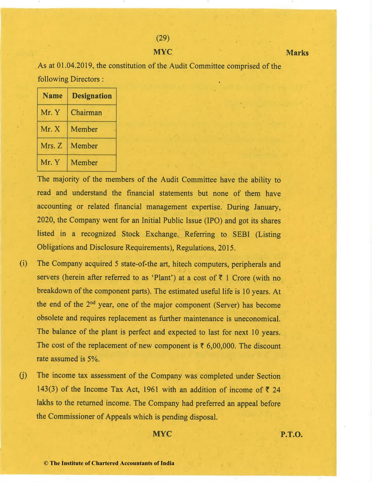 CA Final Nov 2020 Question Paper - Paper 6F – Multidisciplinary Case Study - Page 29