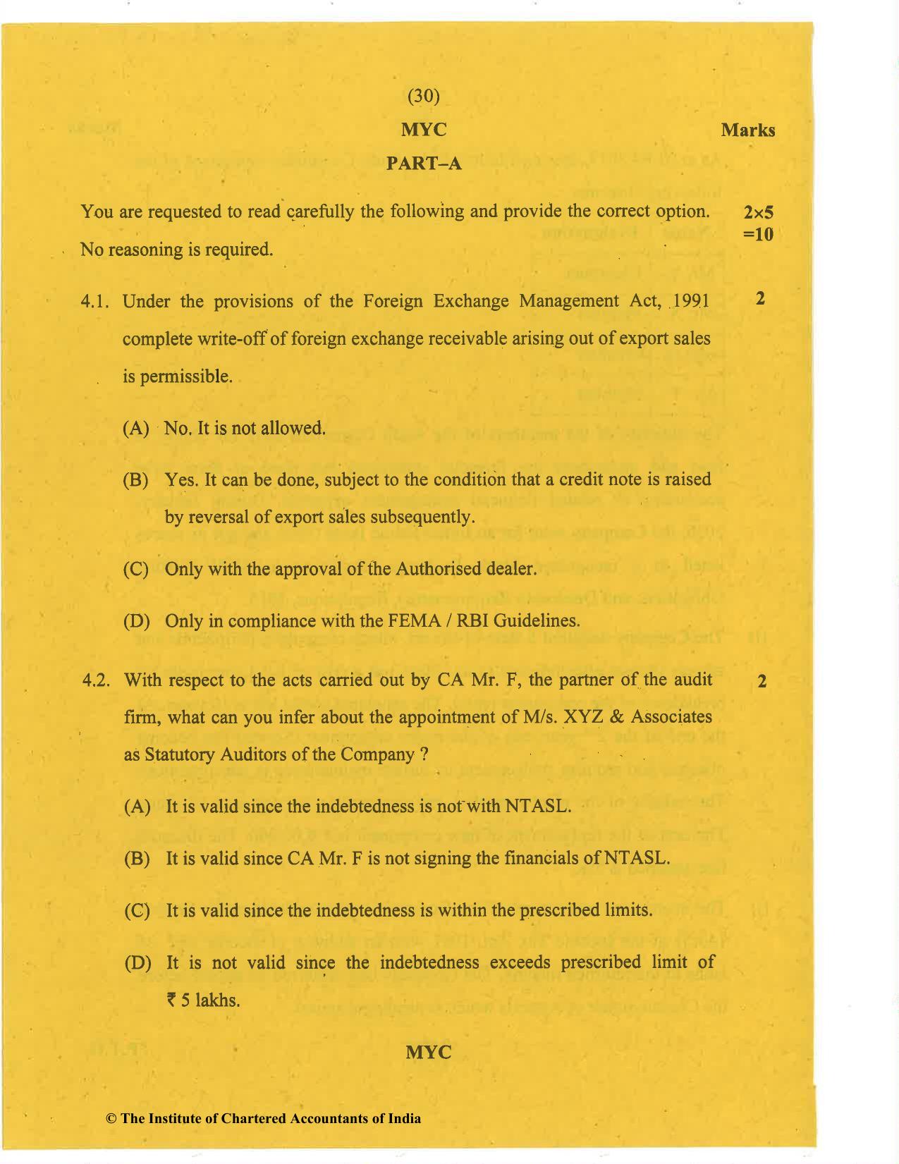 CA Final Nov 2020 Question Paper - Paper 6F – Multidisciplinary Case Study - Page 30