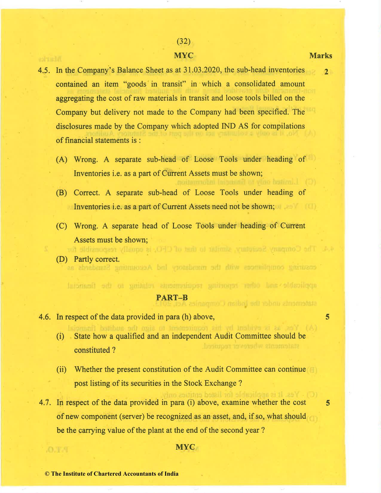 CA Final Nov 2020 Question Paper - Paper 6F – Multidisciplinary Case Study - Page 32