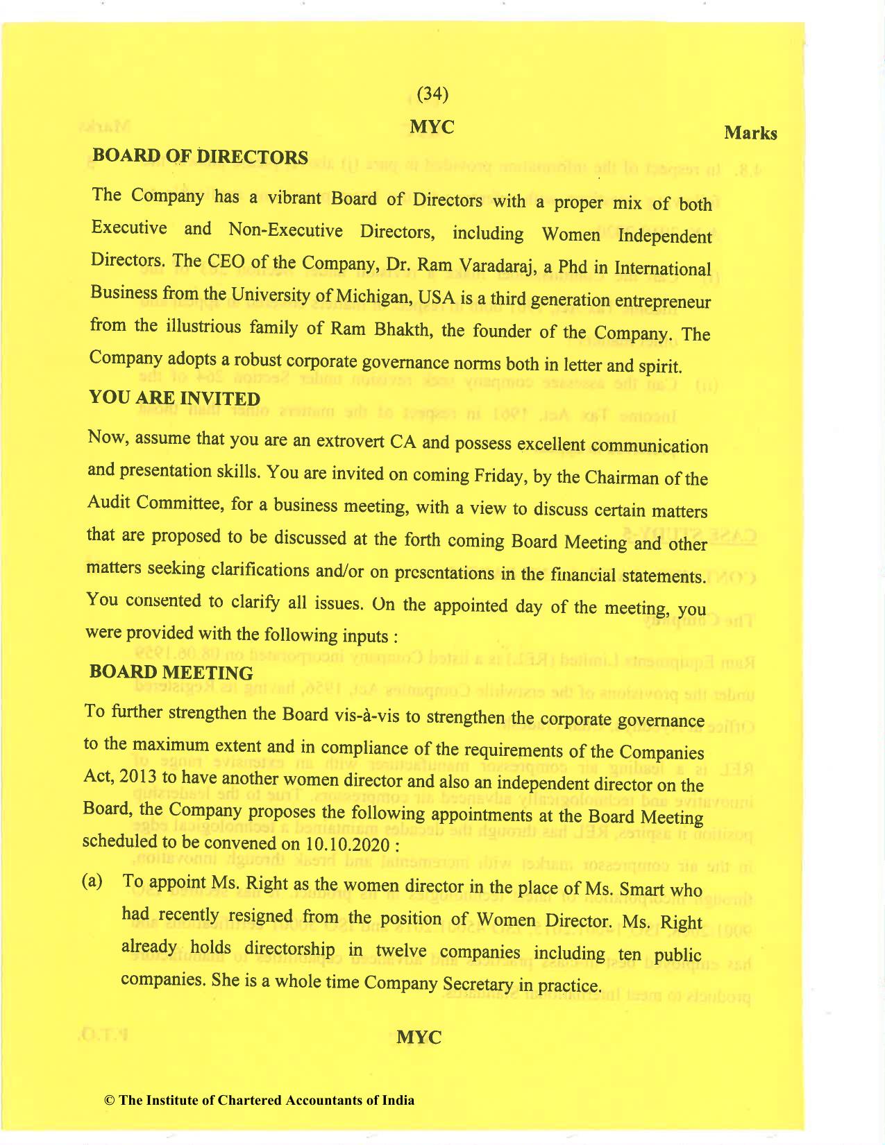 CA Final Nov 2020 Question Paper - Paper 6F – Multidisciplinary Case Study - Page 34