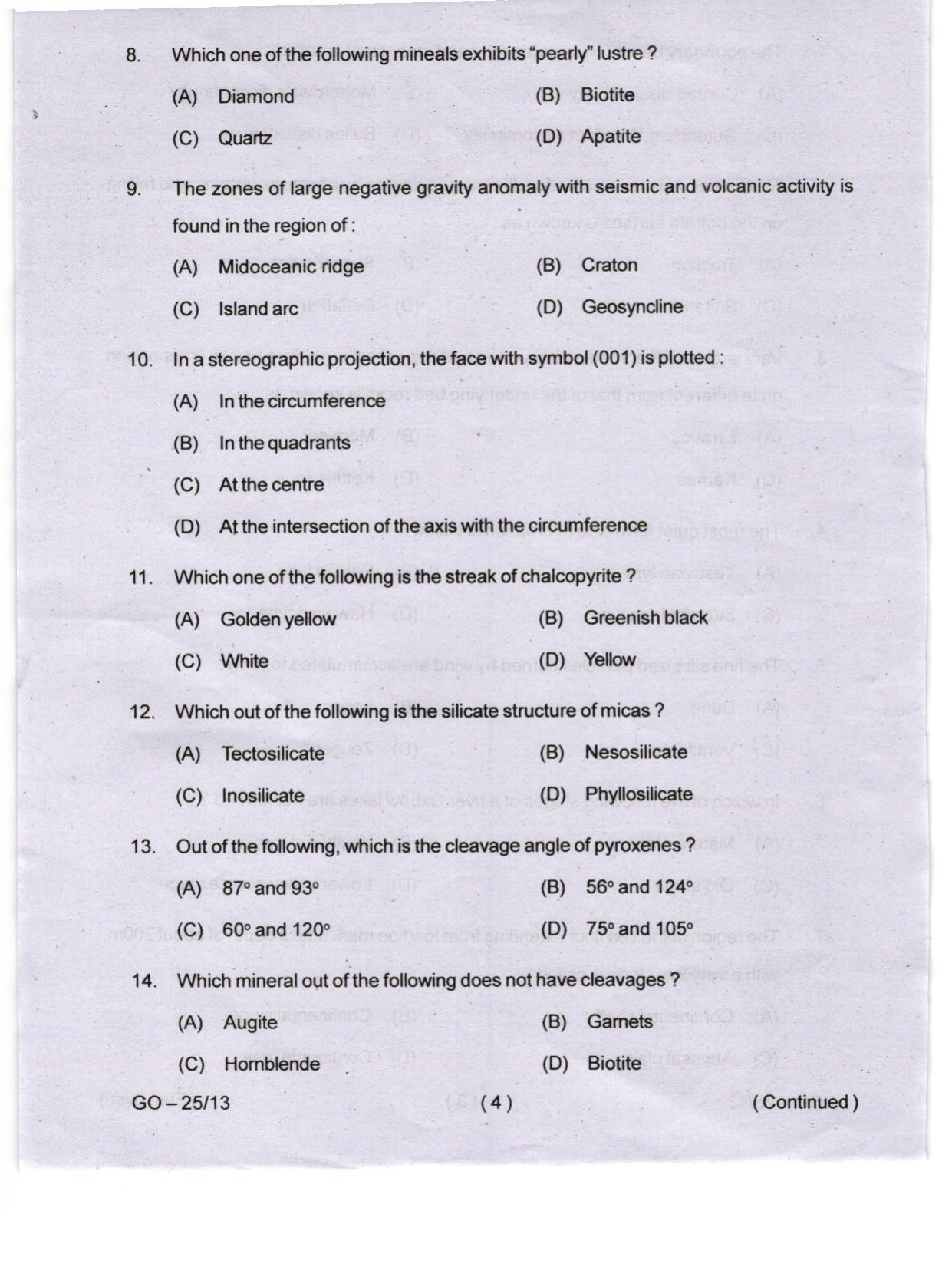 Odisha CPET 2024 GEOLOGY Question Papers - Page 4