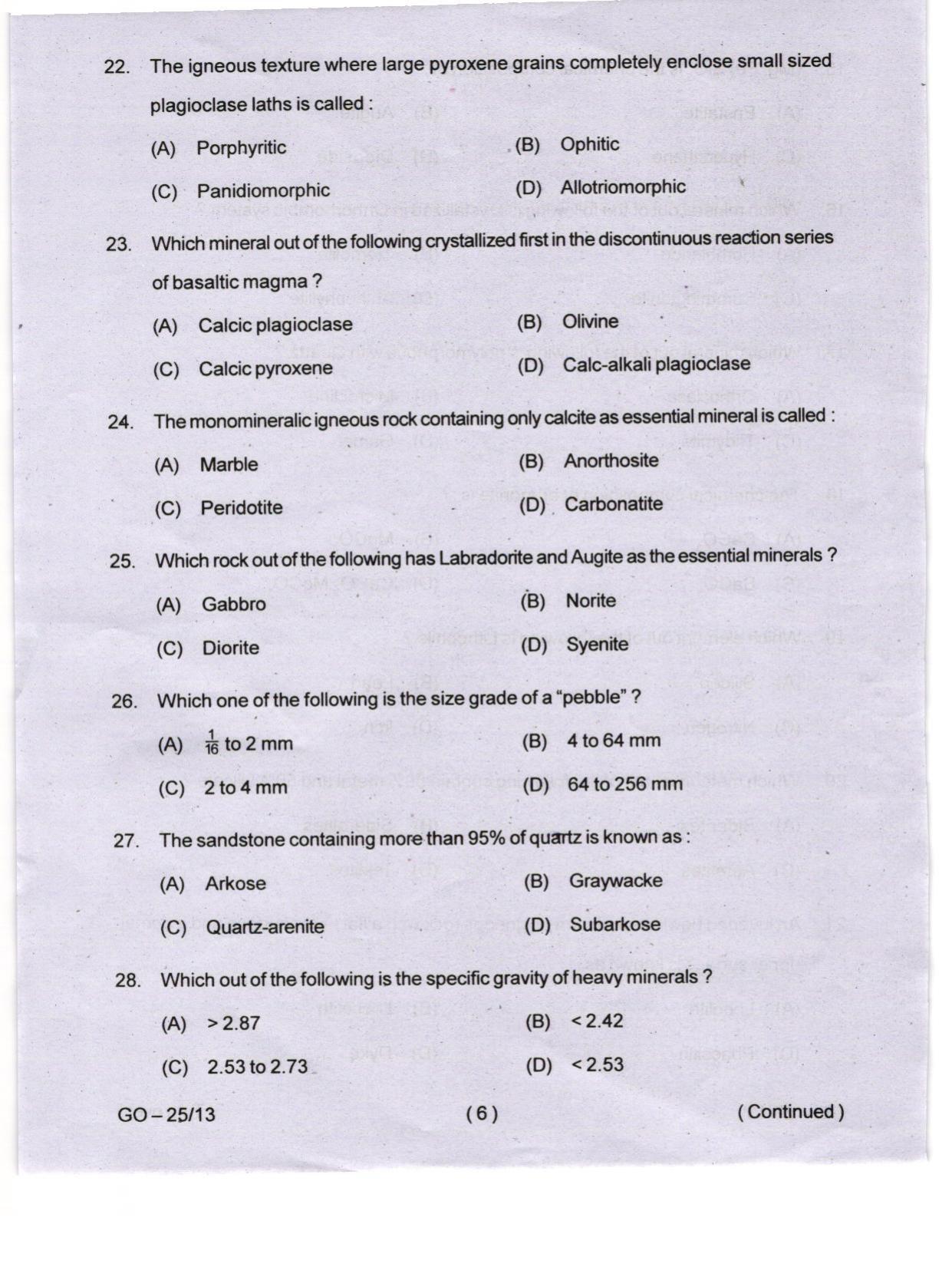 Odisha CPET 2024 GEOLOGY Question Papers - Page 6