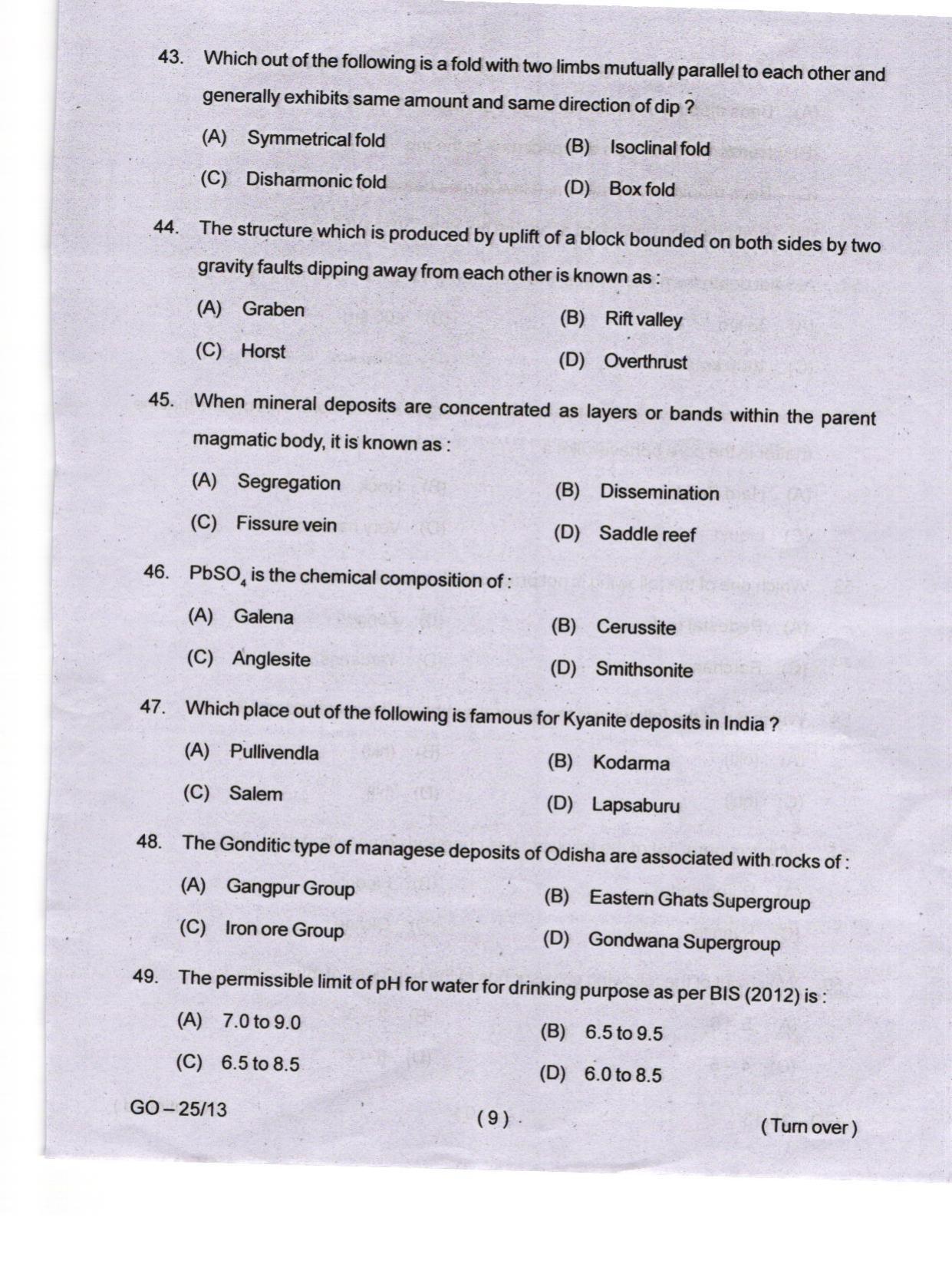 Odisha CPET 2024 GEOLOGY Question Papers - Page 9