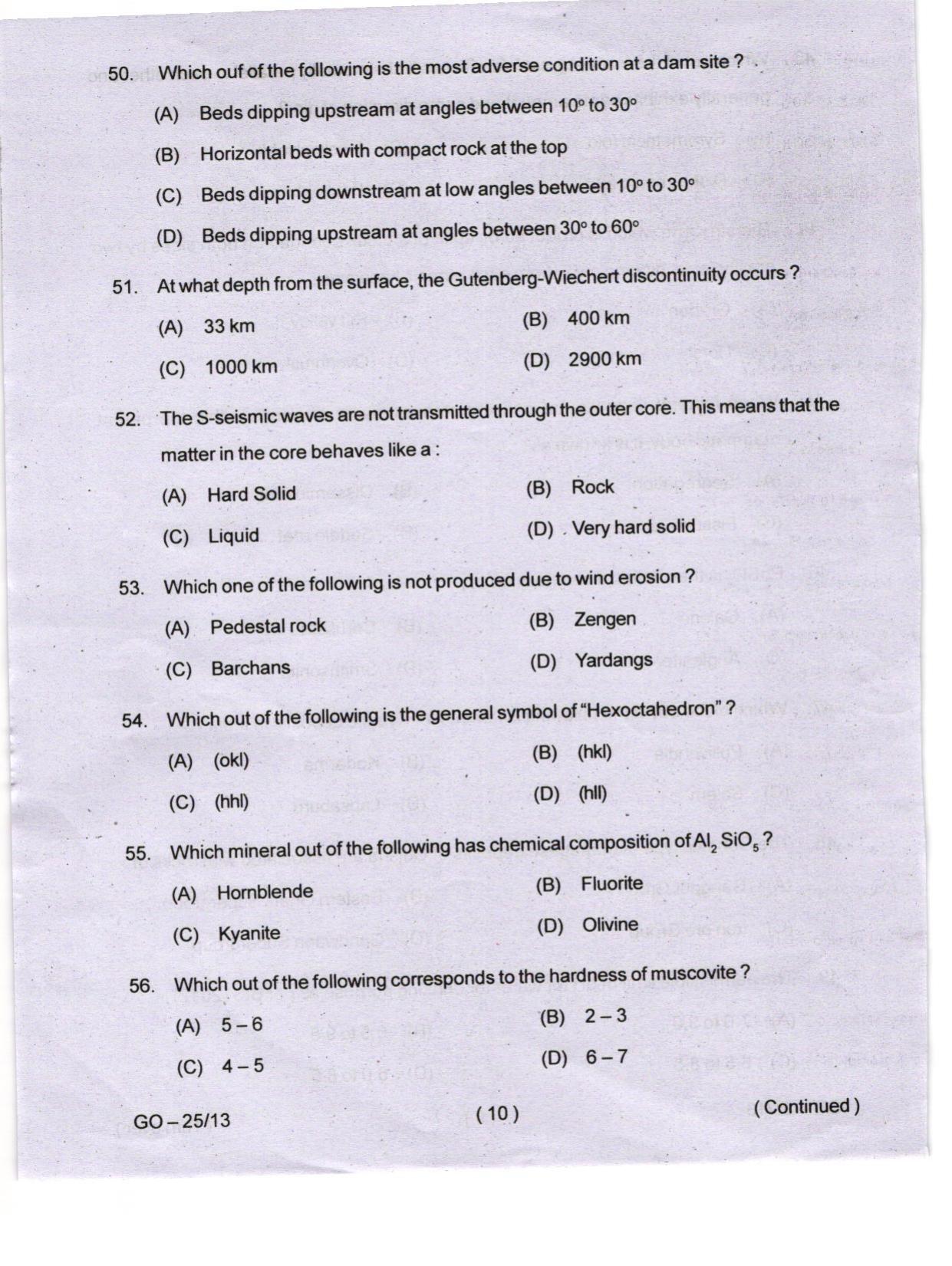 Odisha CPET 2024 GEOLOGY Question Papers - Page 10