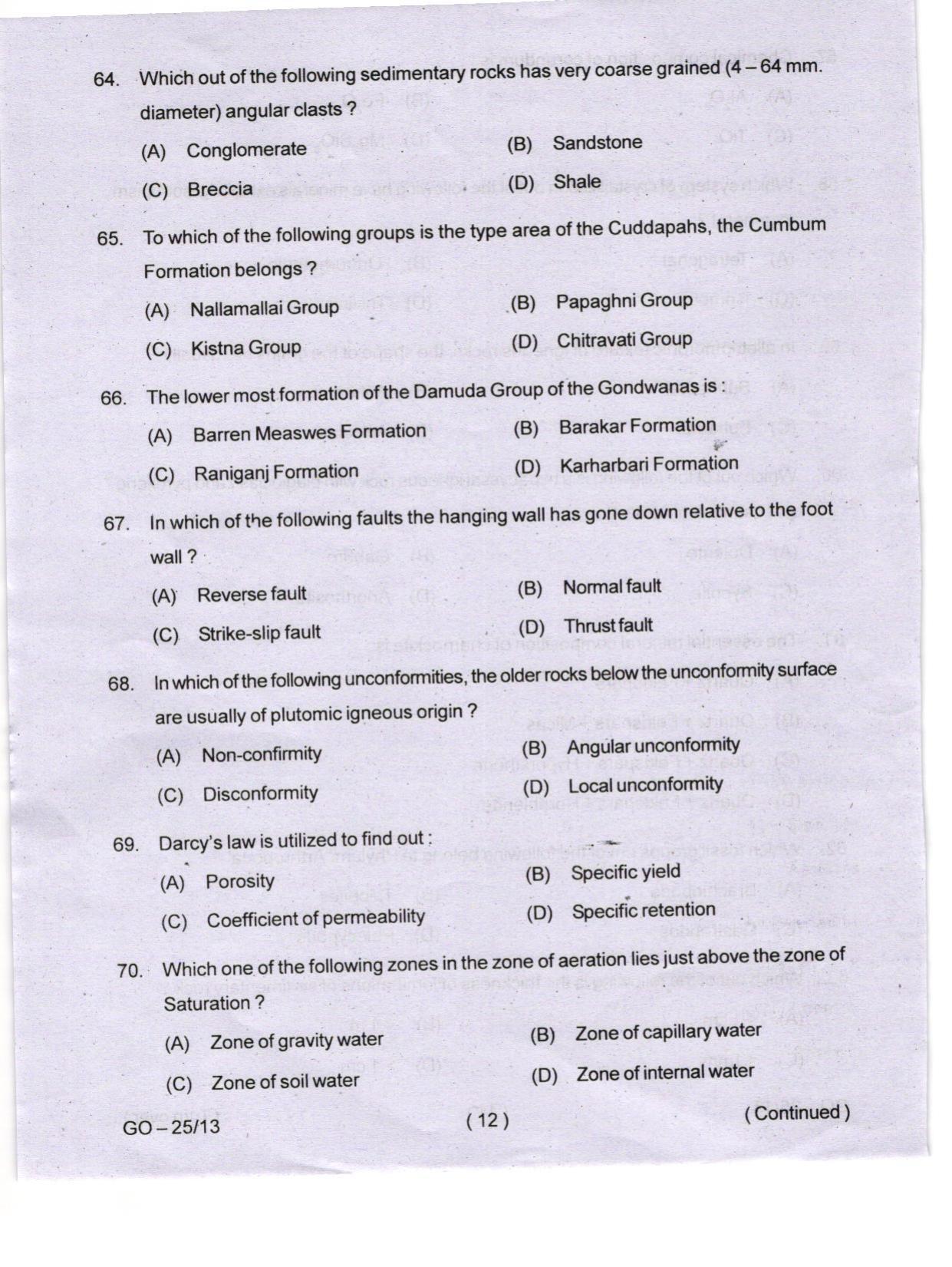 Odisha CPET 2024 GEOLOGY Question Papers - Page 12