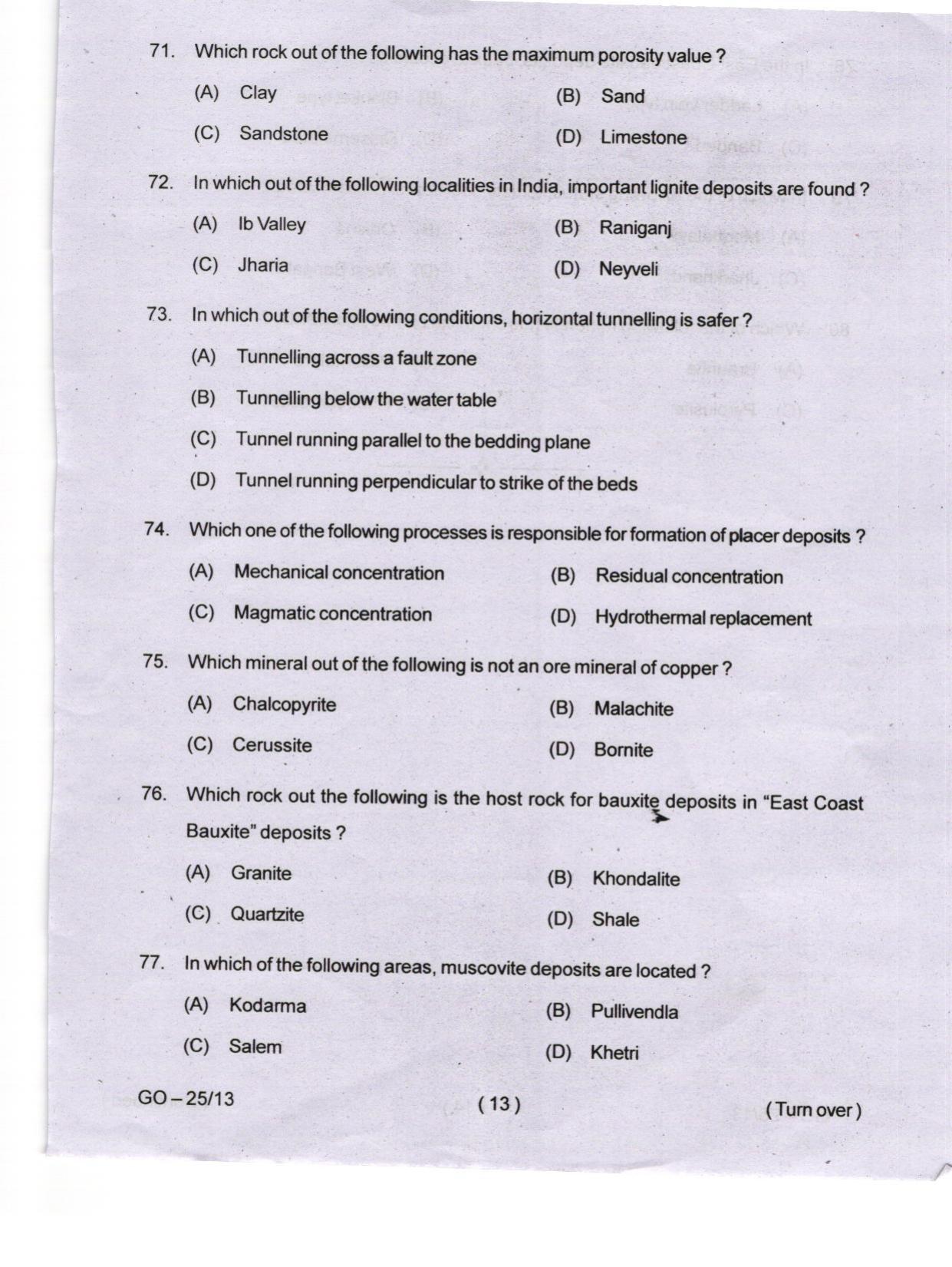 Odisha CPET 2024 GEOLOGY Question Papers - Page 13