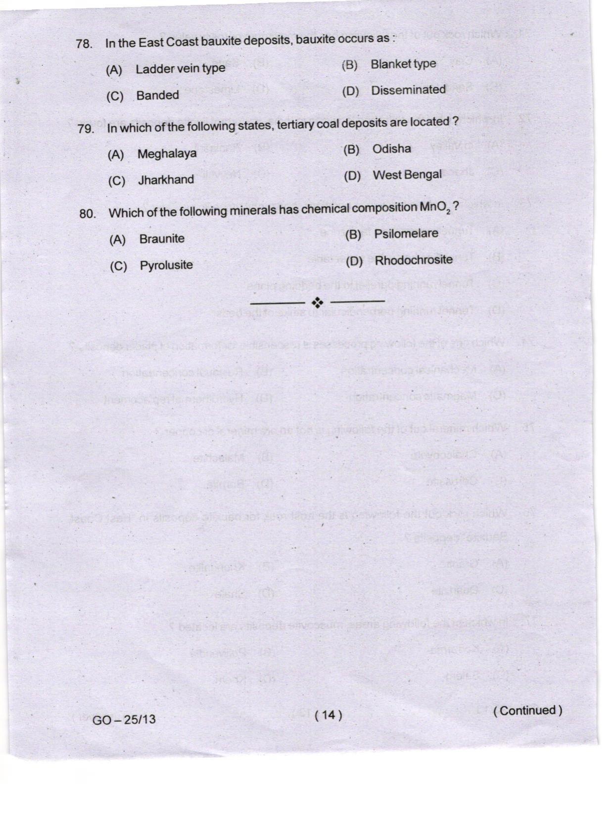 Odisha CPET 2024 GEOLOGY Question Papers - Page 14