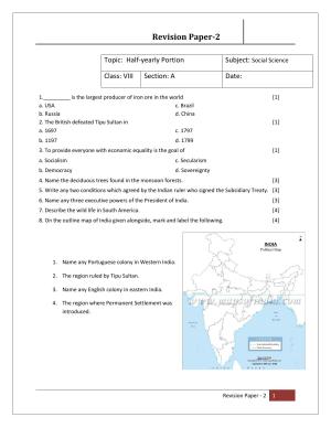 CBSE Worksheets for Class 8 Social Science Assignment 3