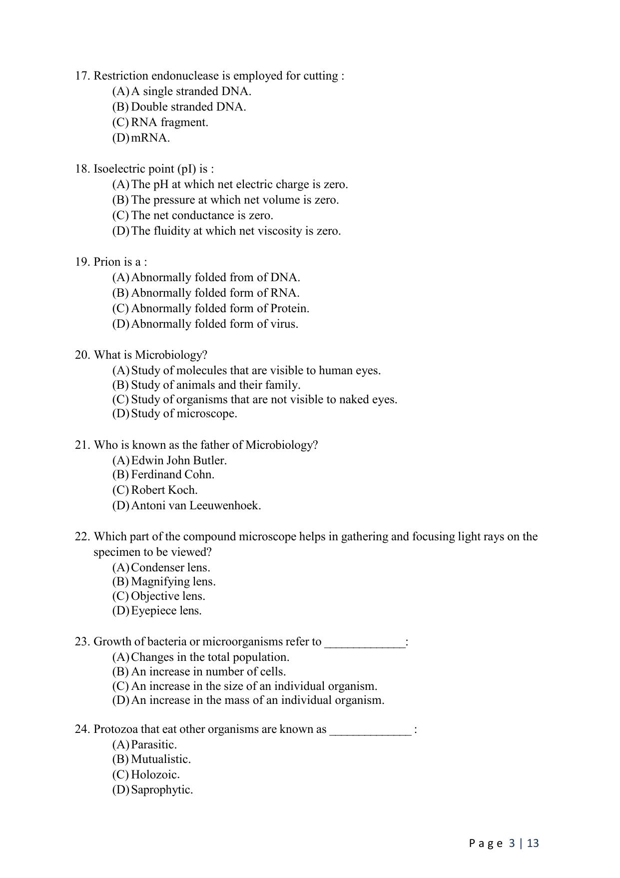 WB JEMAS (PG) M.Sc MBT 2024 Question Paper - Page 5