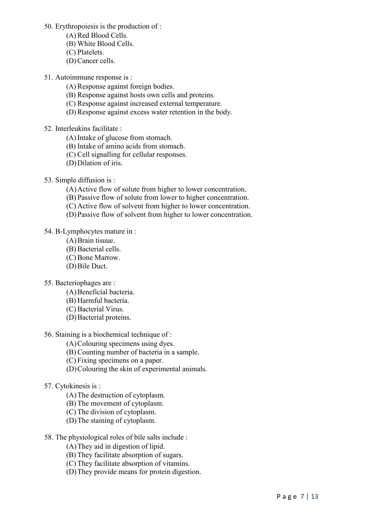 WB JEMAS (PG) M.Sc MBT 2024 Question Paper - Page 9