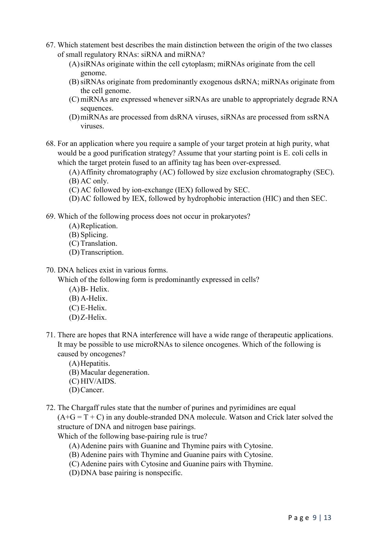 WB JEMAS (PG) M.Sc MBT 2024 Question Paper - Page 11