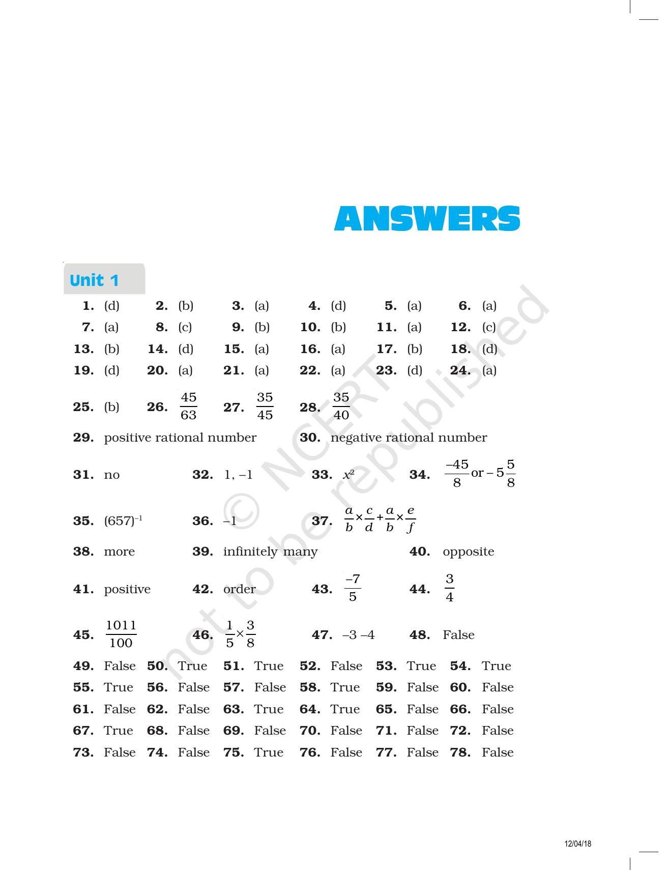 NCERT Exemplar Class 8: Mathematics Answers - Page 1