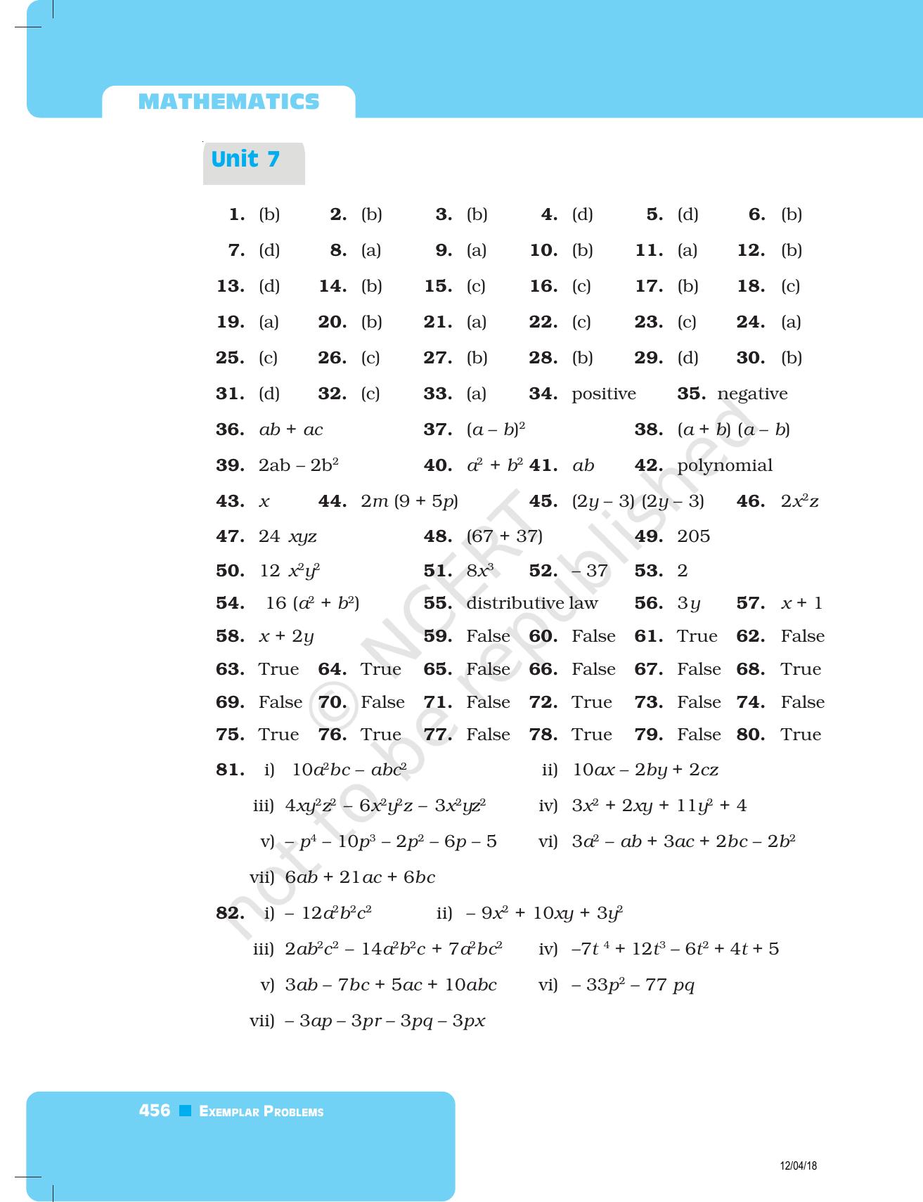 NCERT Exemplar Class 8: Mathematics Answers - Page 36