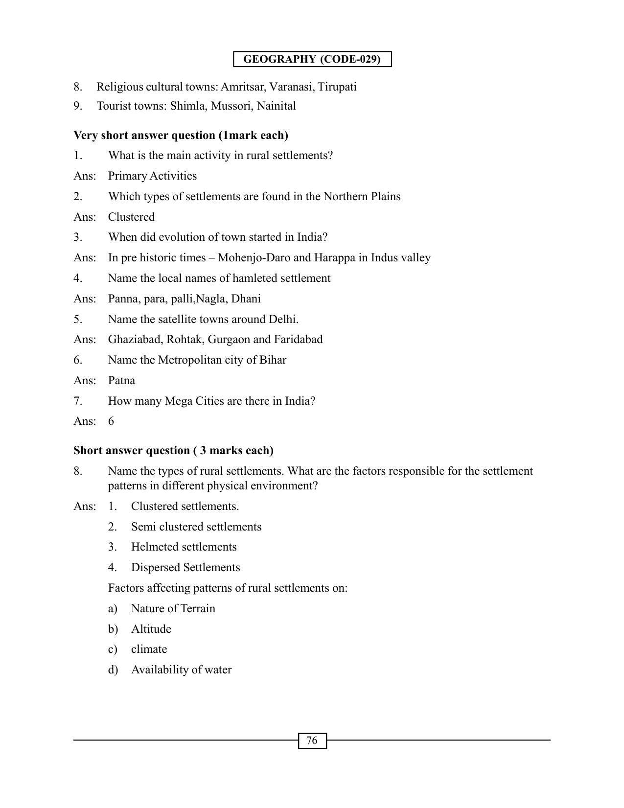 CBSE Worksheets for Class 12 Geography Human Settlements - Chapter 4 - Page 3