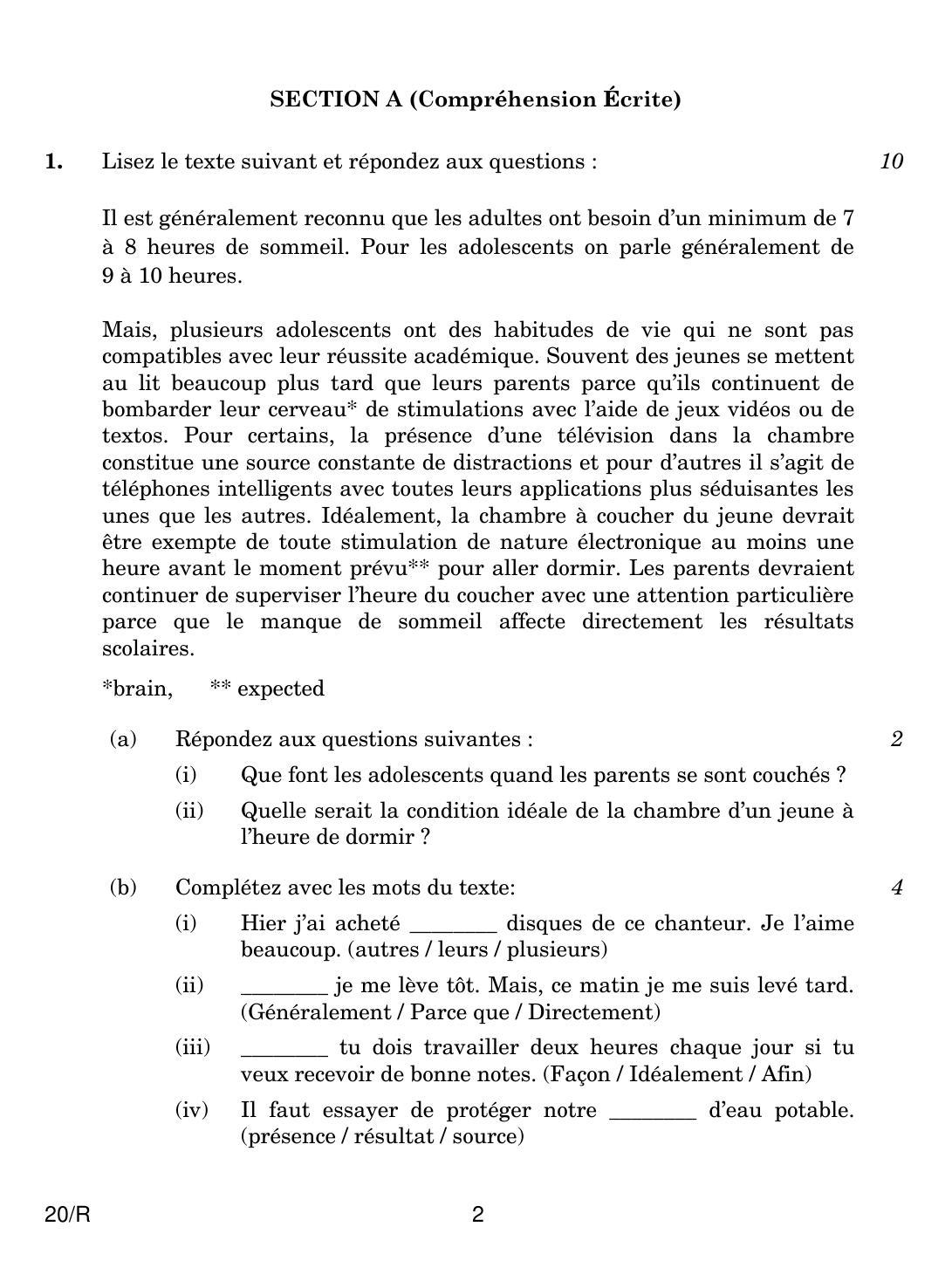 CBSE Class 10 20 FRENCH R 2018 Question Paper - Page 2