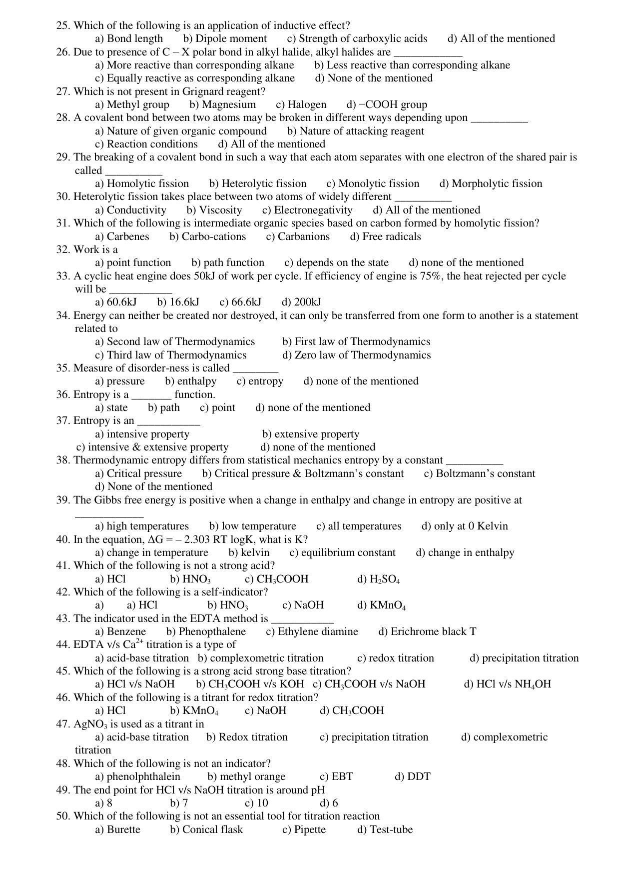 Hemchand North Gujarat University Sample Paper July-Sept 2021: B. Sc.B.Ed. Semester-I Chemistry Paper Code – 3353 (New Course) - Page 2
