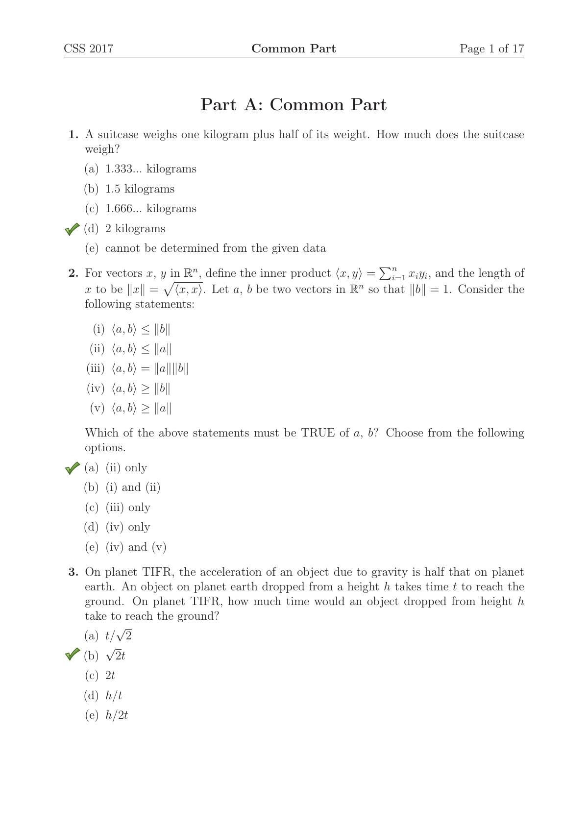 TIFR GS 2017 Computer & Systems Sciences Question Paper - Page 2