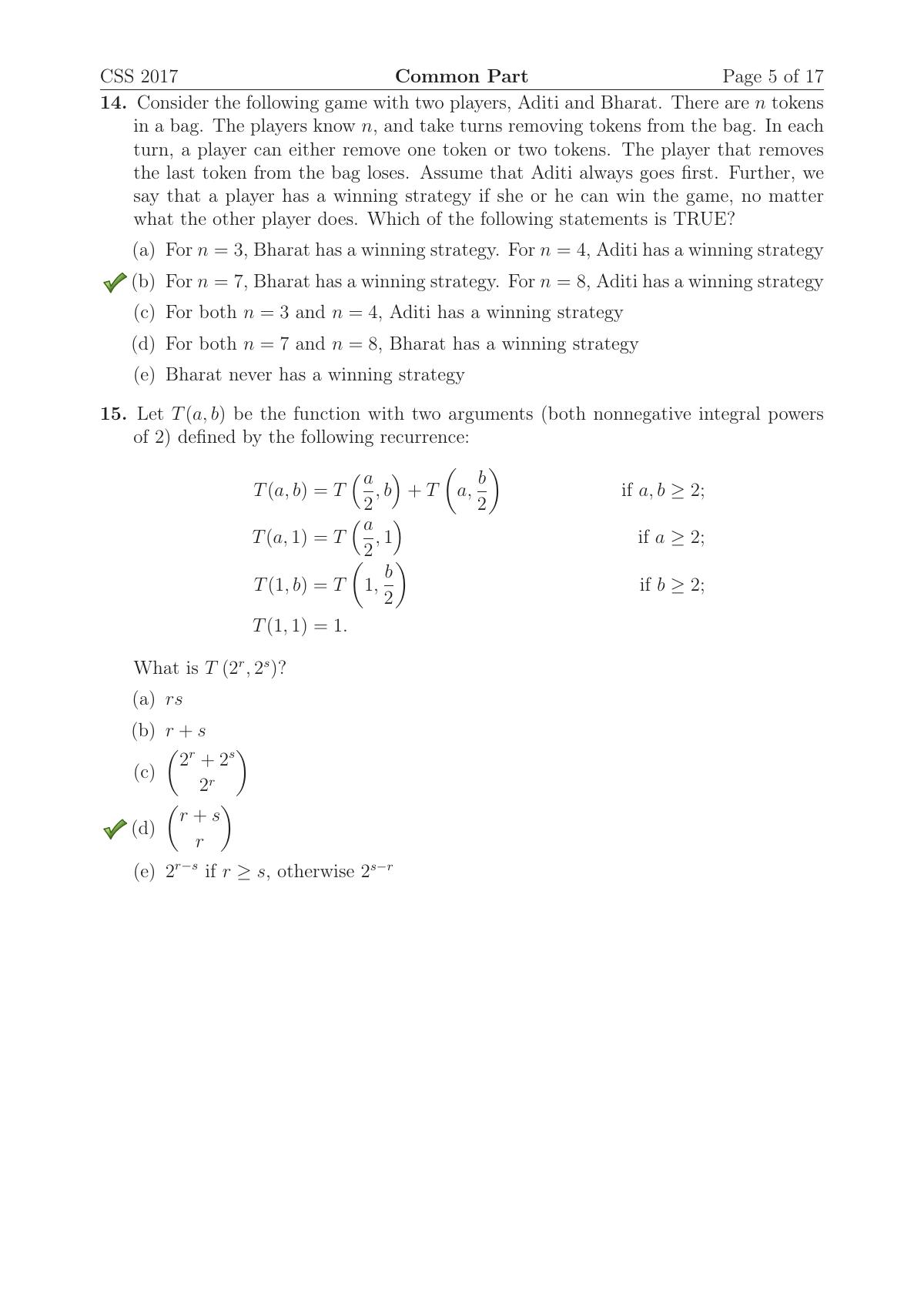 TIFR GS 2017 Computer & Systems Sciences Question Paper - Page 6