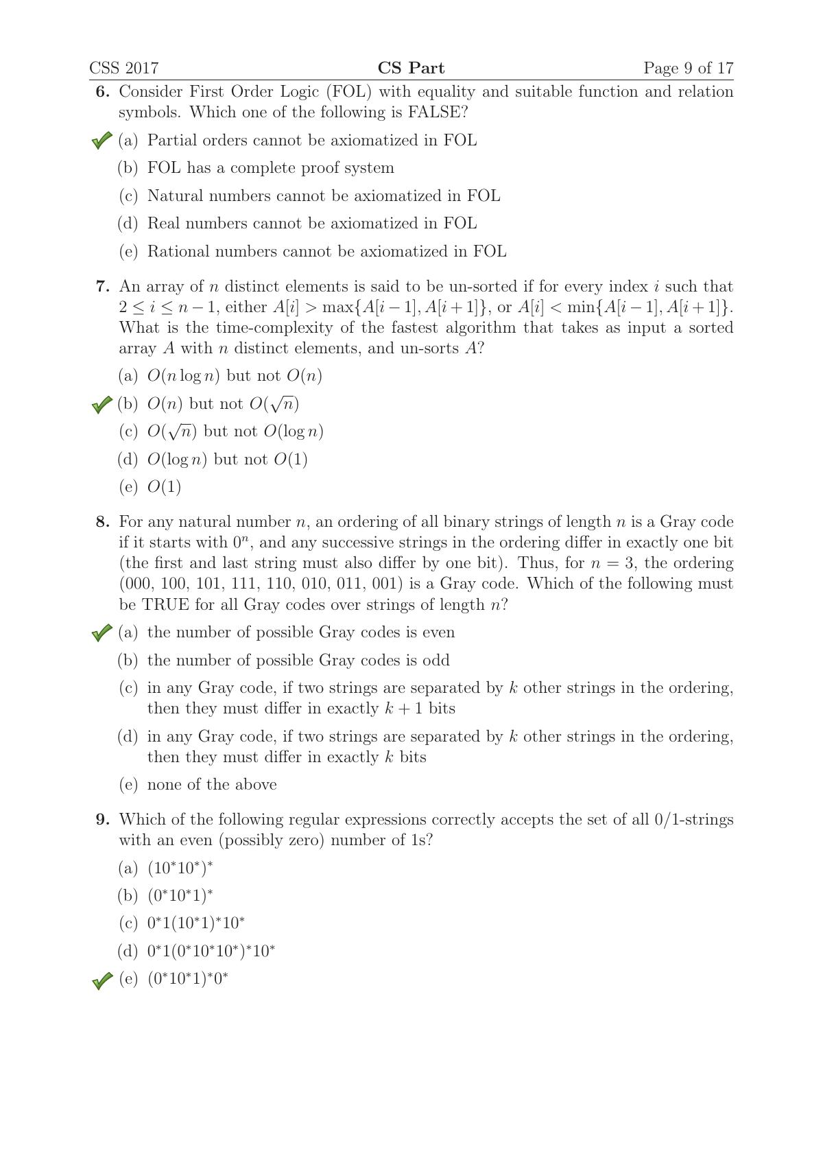 TIFR GS 2017 Computer & Systems Sciences Question Paper - Page 10