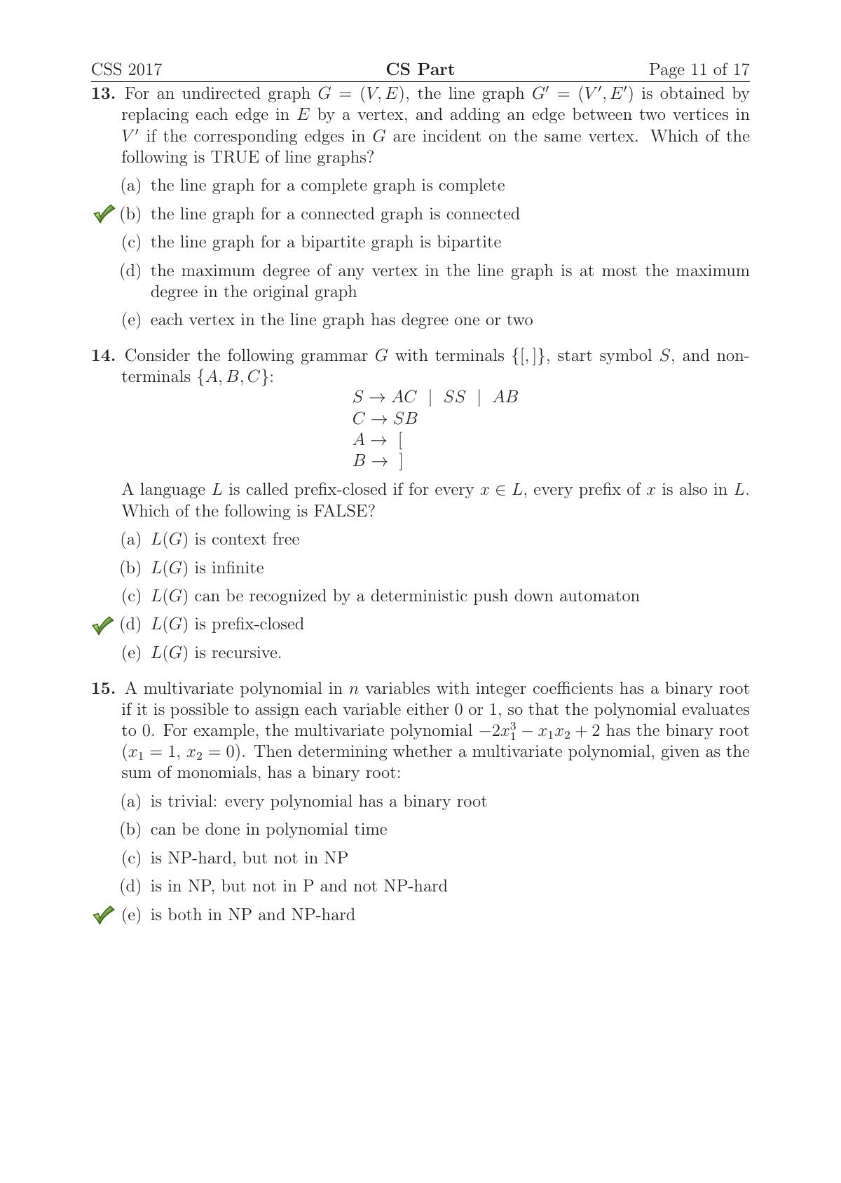 TIFR GS 2017 Computer & Systems Sciences Question Paper - Page 12