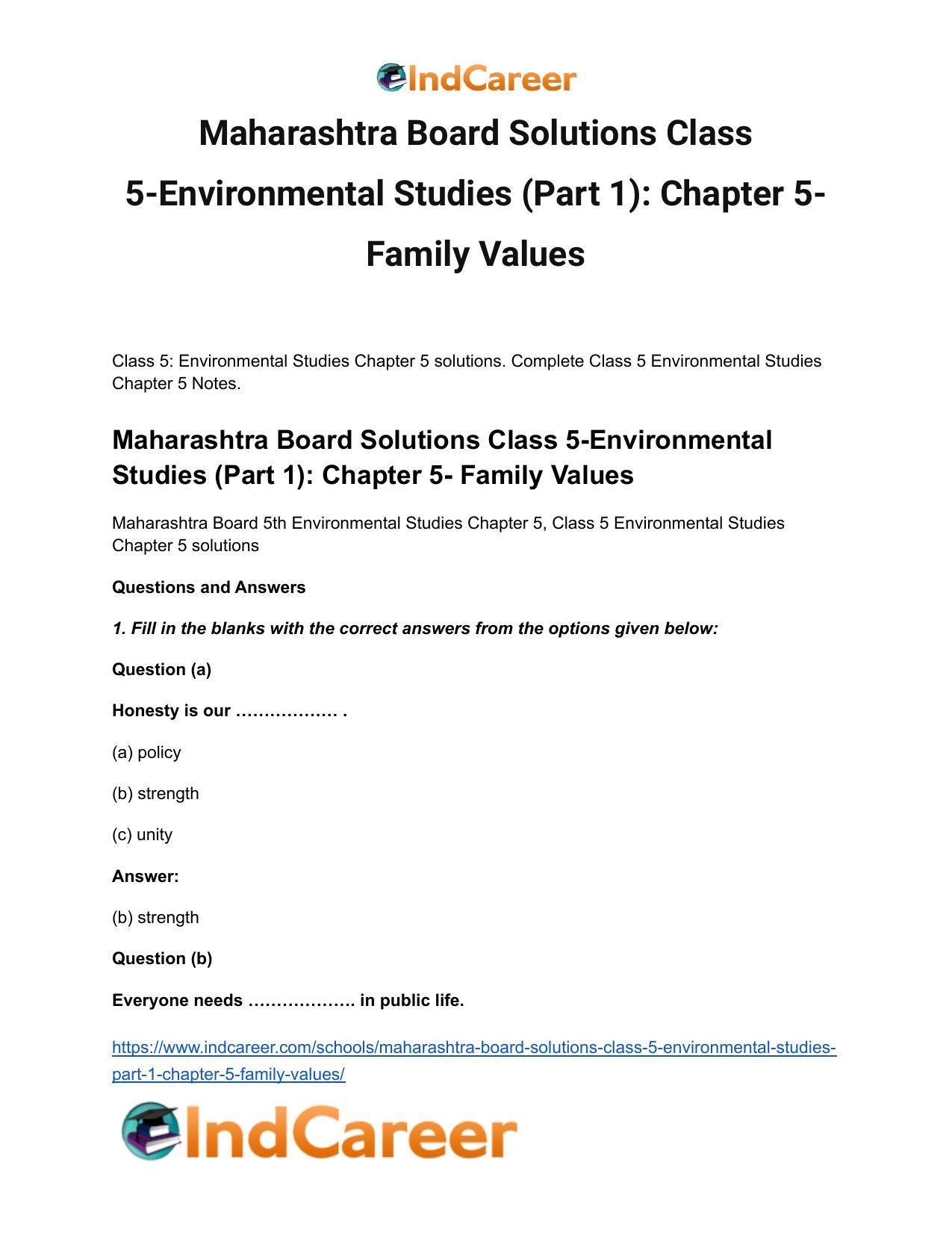 Maharashtra Board Solutions Class 5-Environmental Studies (Part 1): Chapter 5- Family Values - Page 2