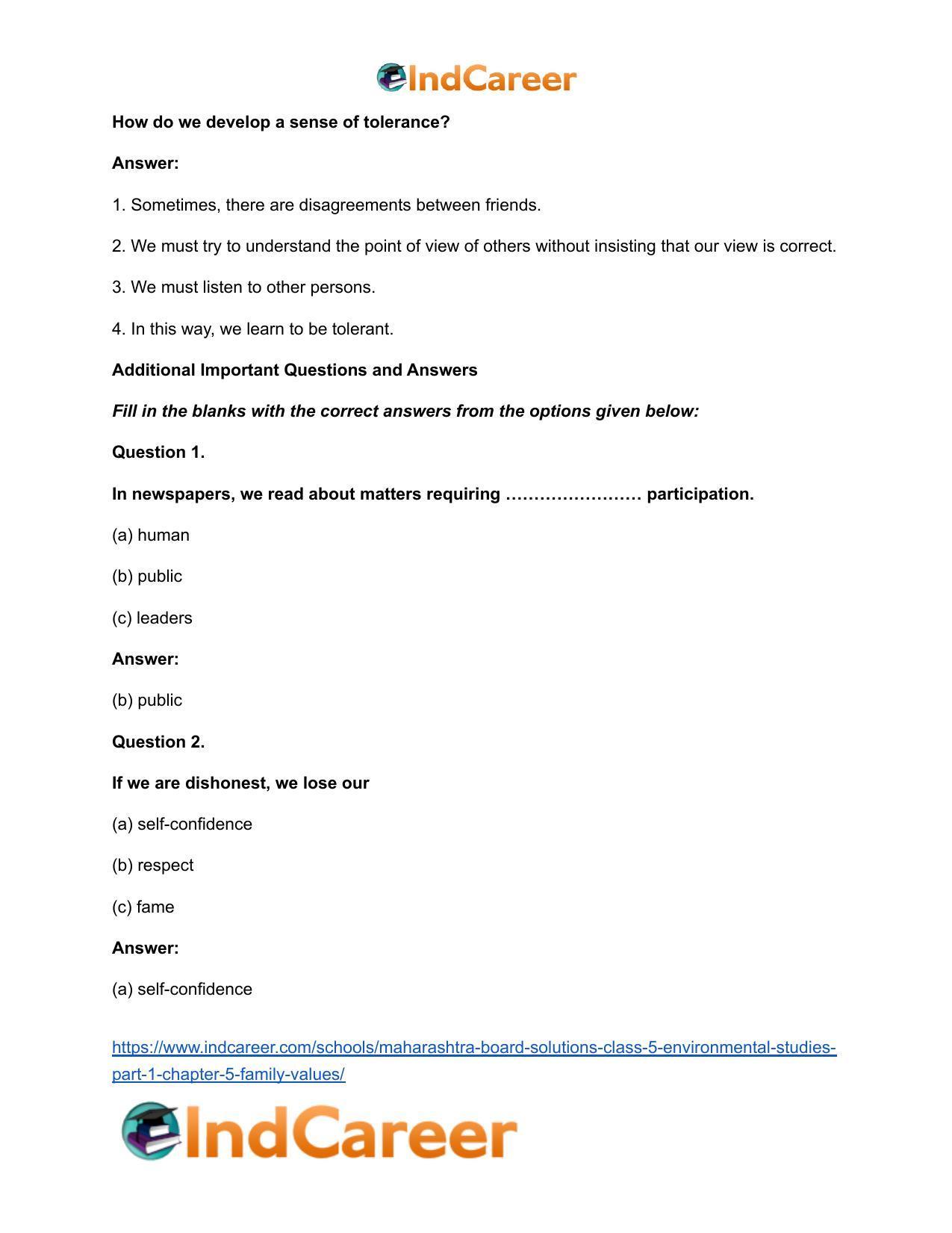 Maharashtra Board Solutions Class 5-Environmental Studies (Part 1): Chapter 5- Family Values - Page 5