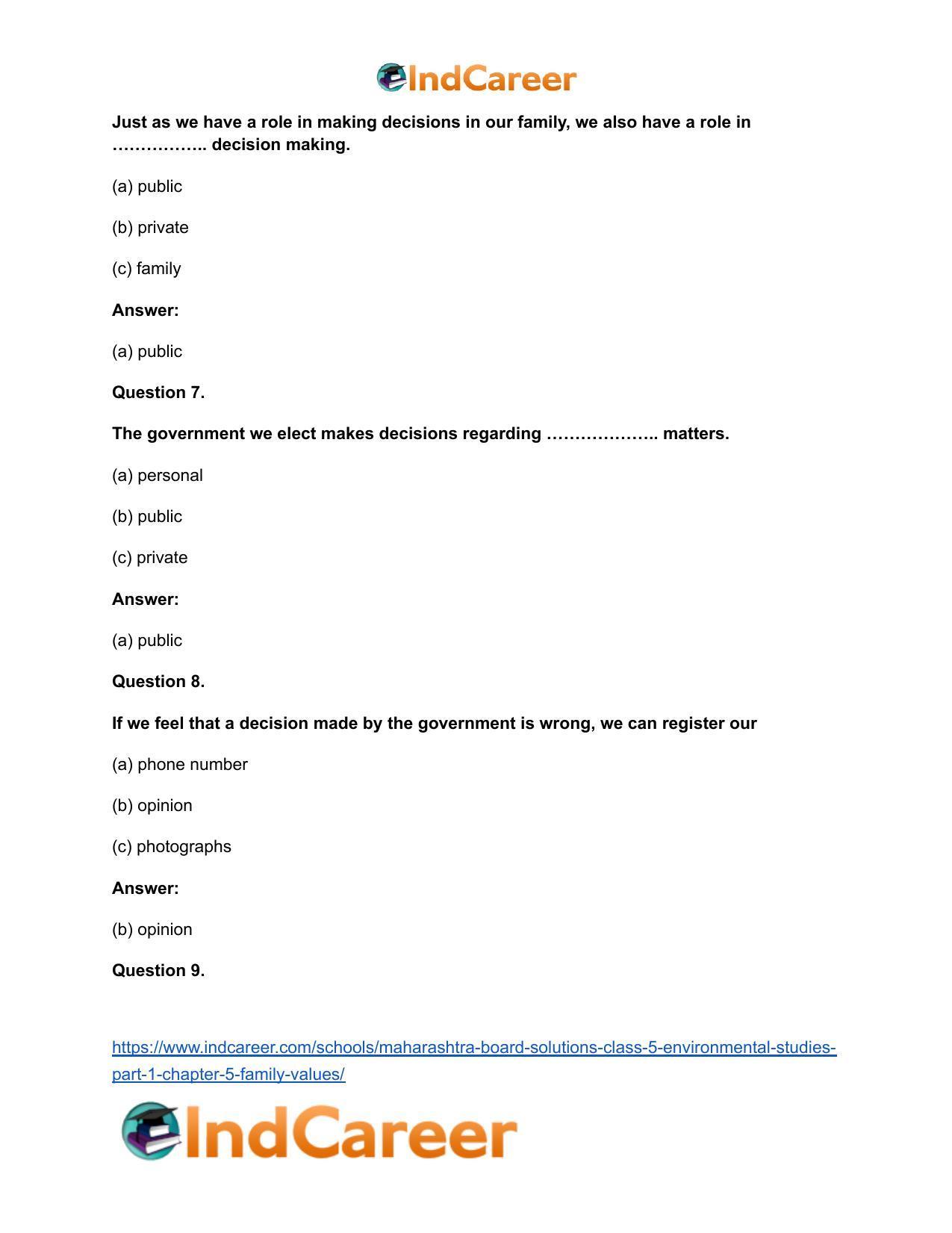 Maharashtra Board Solutions Class 5-Environmental Studies (Part 1): Chapter 5- Family Values - Page 7