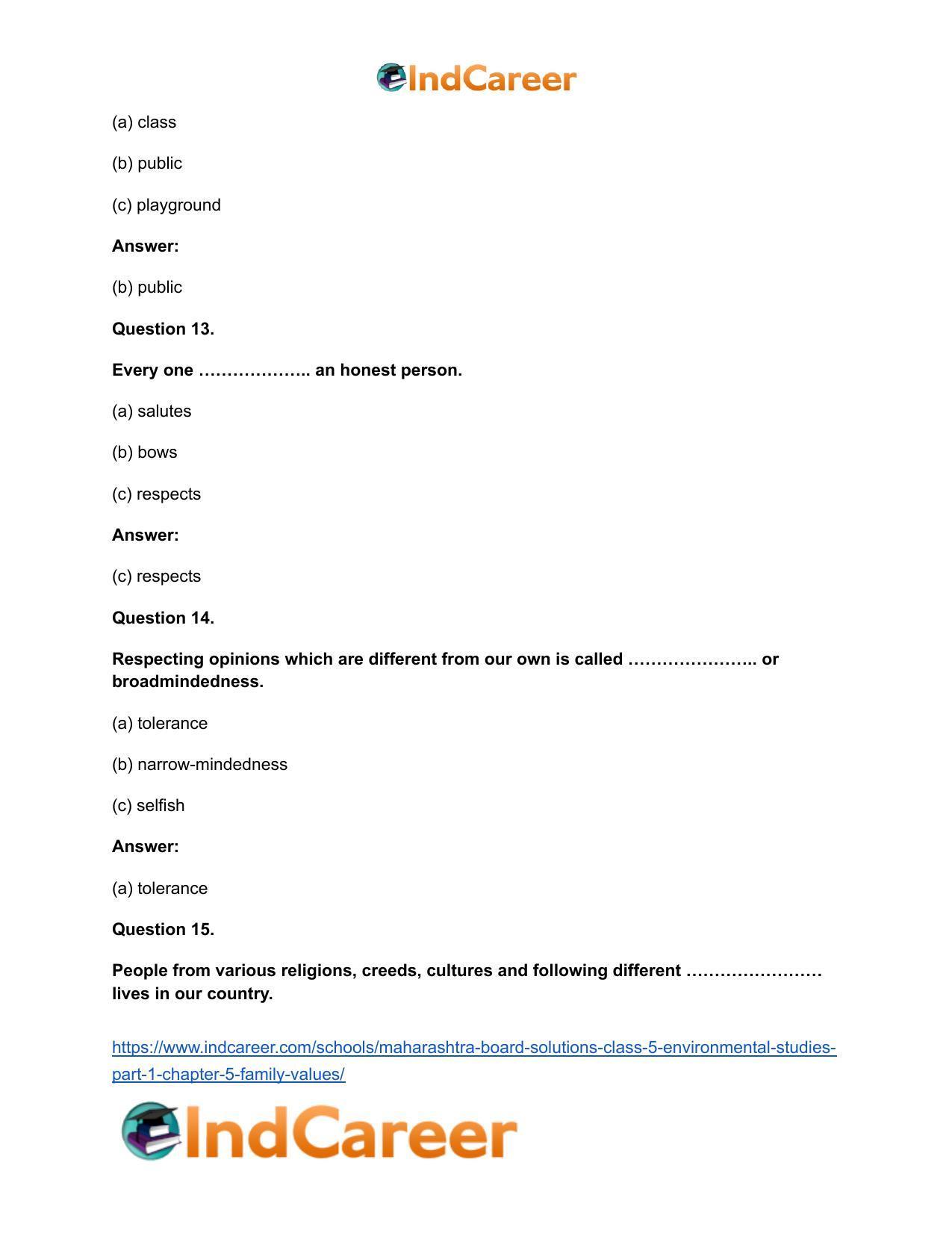 Maharashtra Board Solutions Class 5-Environmental Studies (Part 1): Chapter 5- Family Values - Page 9