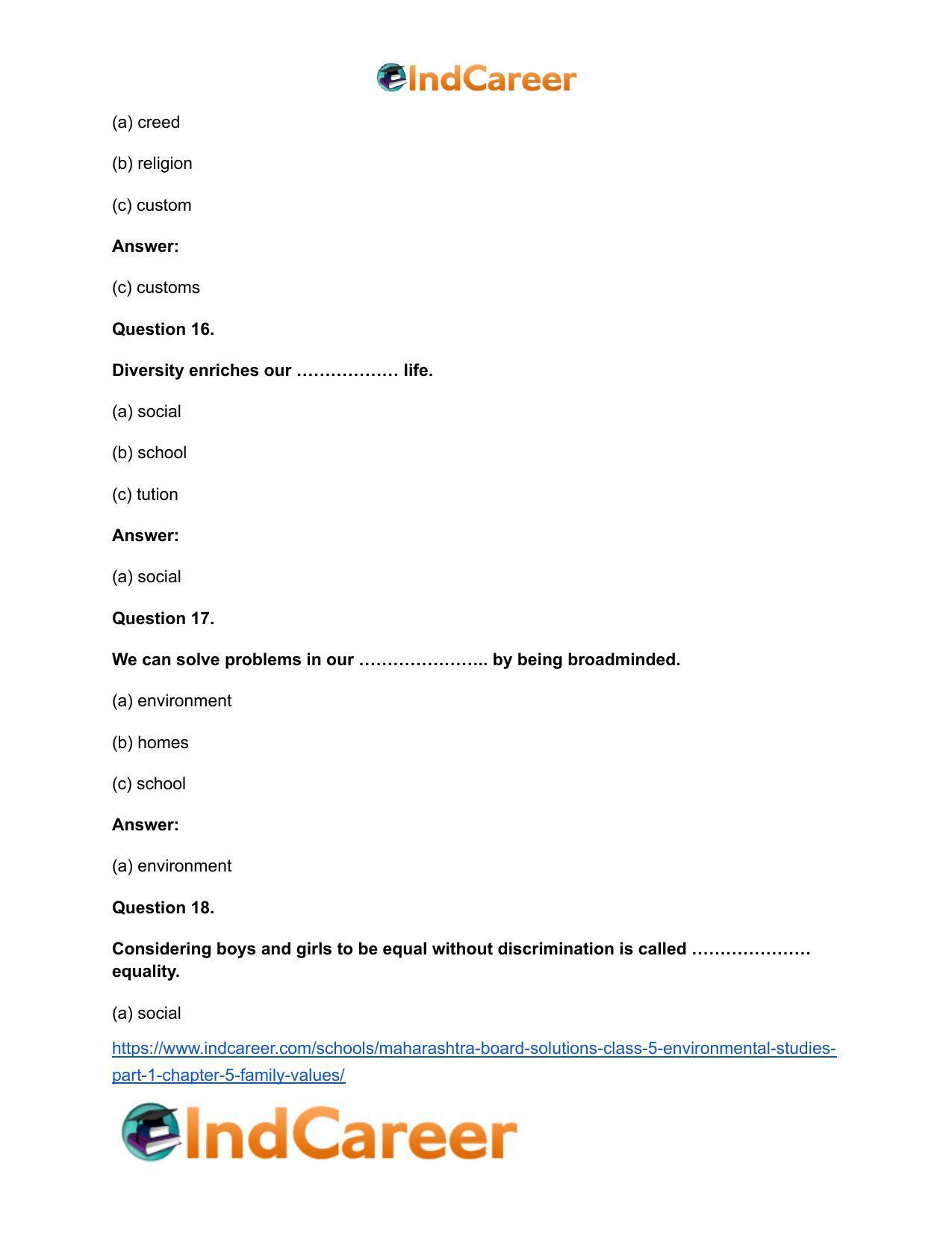 Maharashtra Board Solutions Class 5-Environmental Studies (Part 1): Chapter 5- Family Values - Page 10