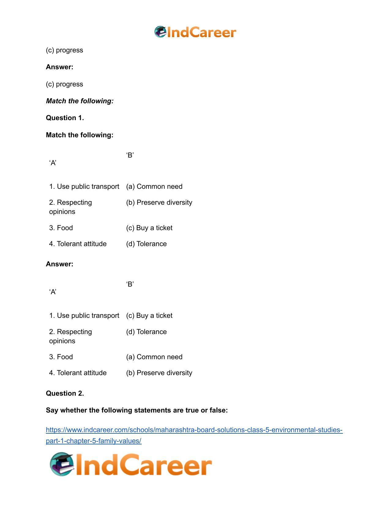Maharashtra Board Solutions Class 5-Environmental Studies (Part 1): Chapter 5- Family Values - Page 12