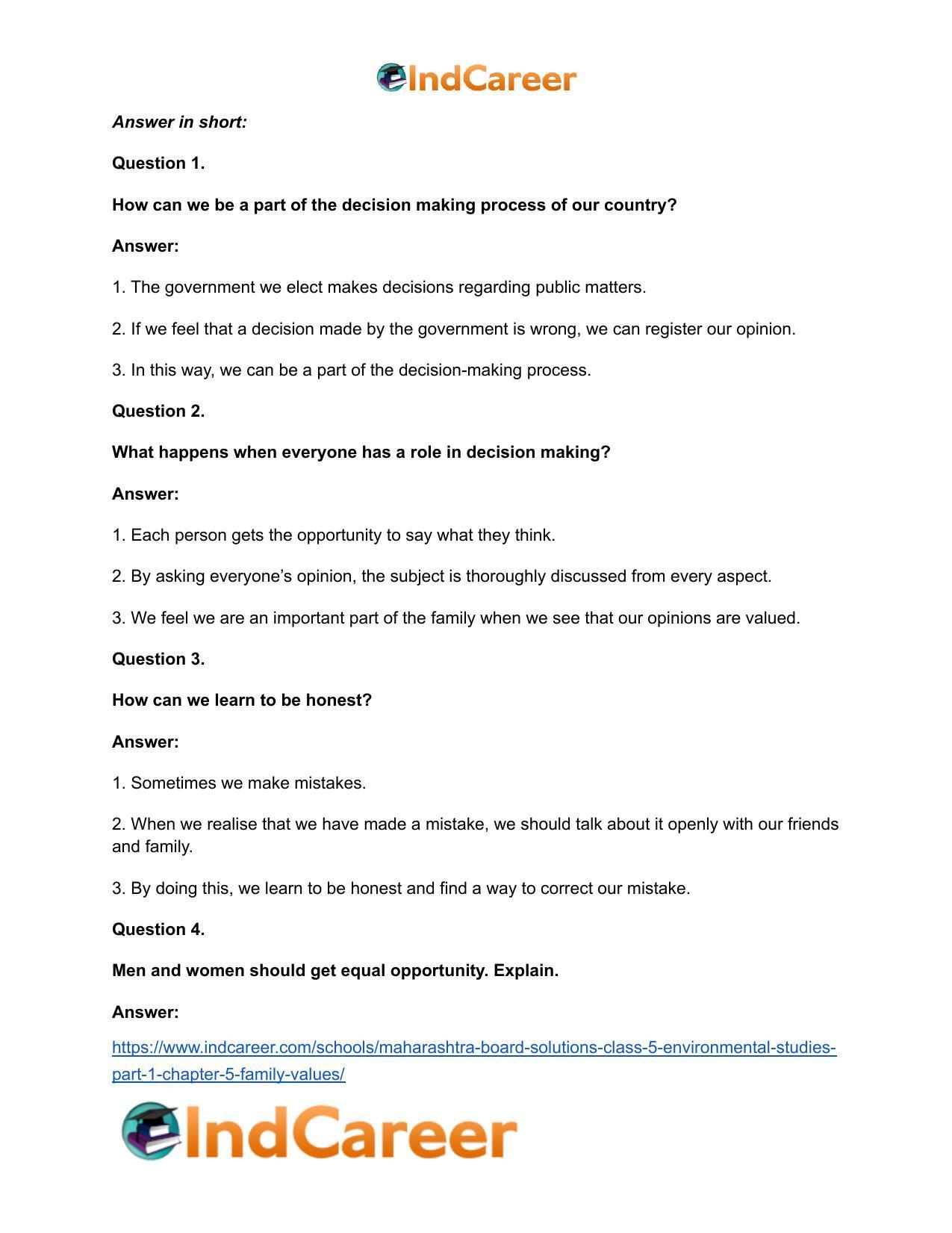 Maharashtra Board Solutions Class 5-Environmental Studies (Part 1): Chapter 5- Family Values - Page 14