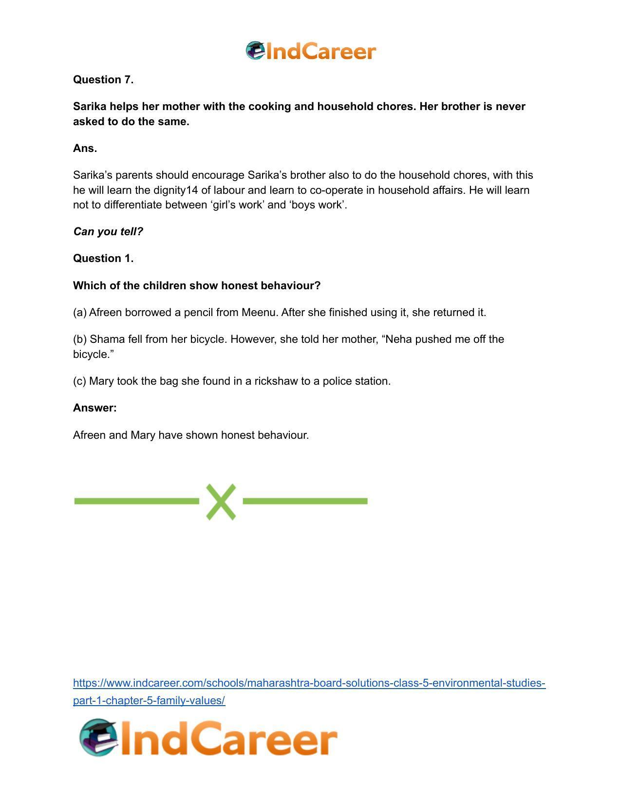 Maharashtra Board Solutions Class 5-Environmental Studies (Part 1): Chapter 5- Family Values - Page 17