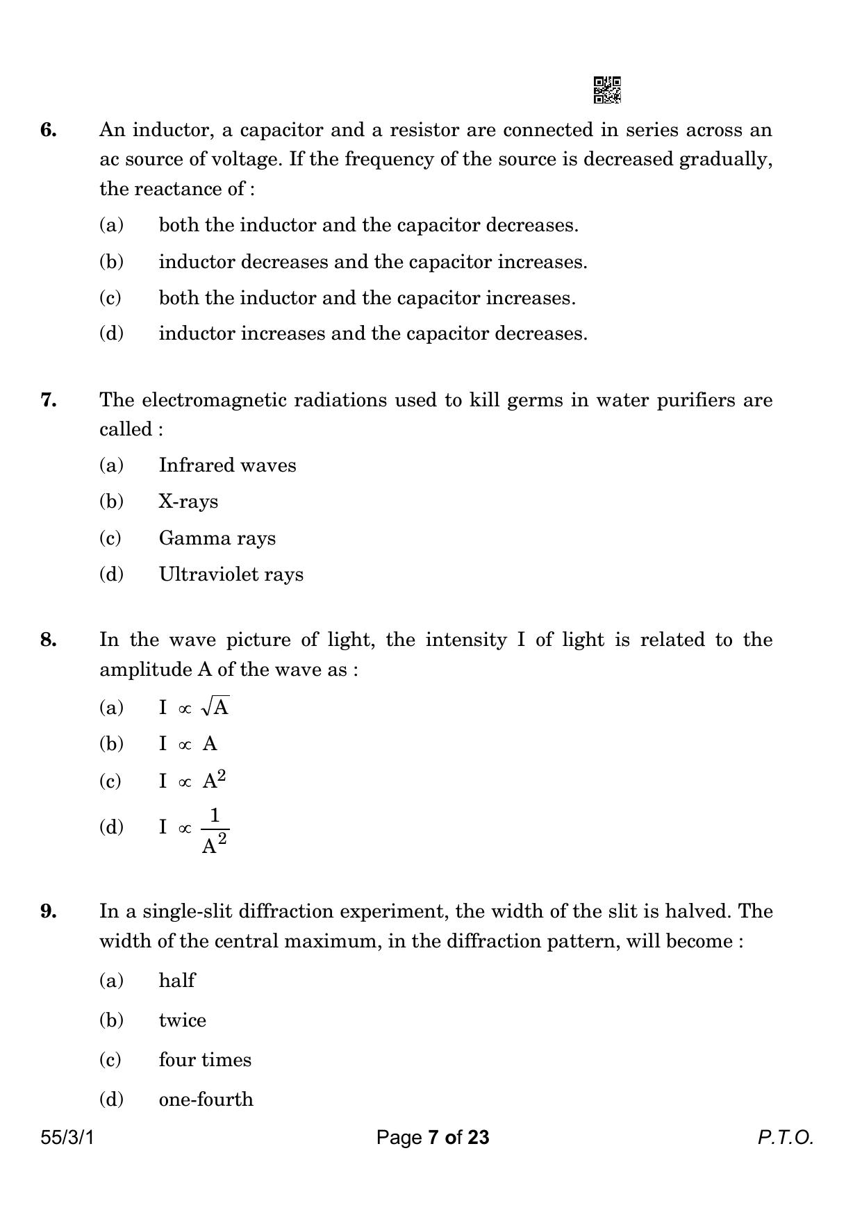CBSE Class 12 55-3-1 Physics 2023 Question Paper - Page 7