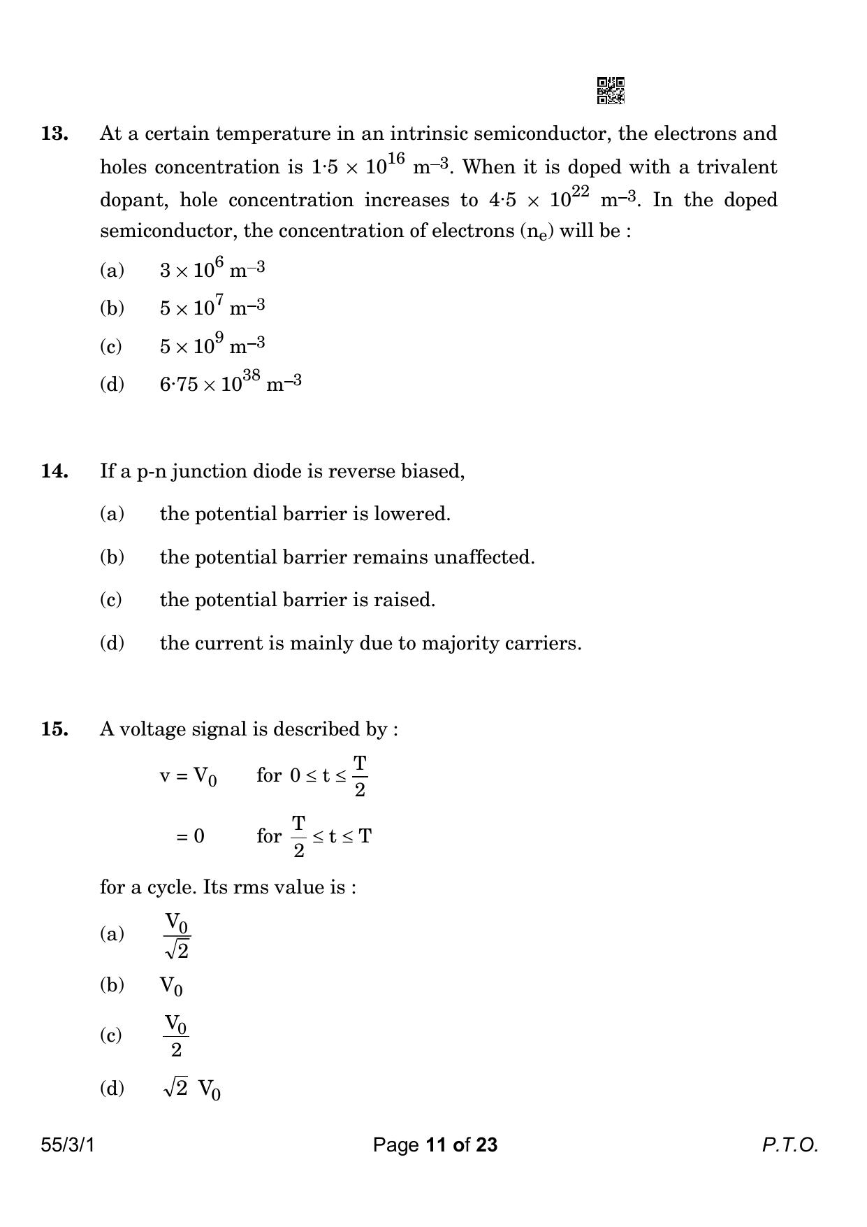 CBSE Class 12 55-3-1 Physics 2023 Question Paper - Page 11