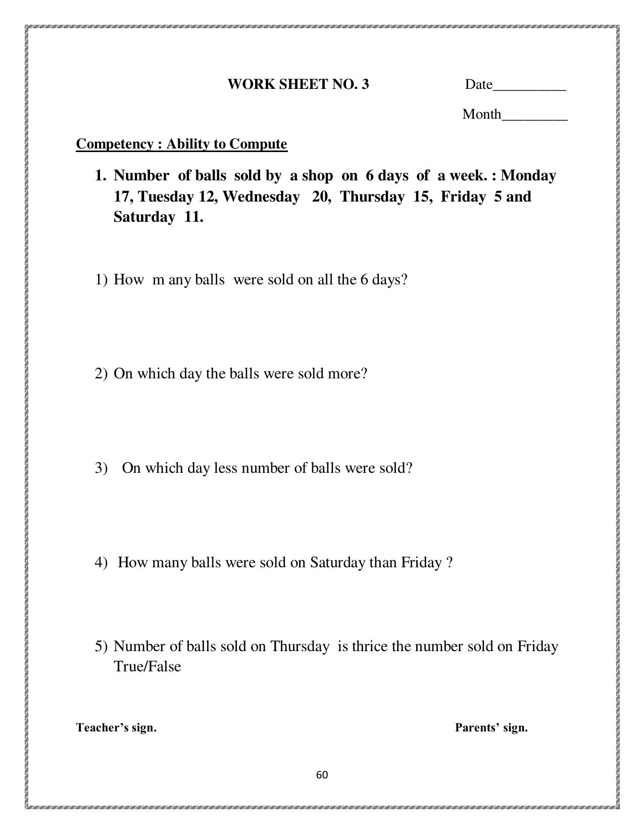 Worksheet for Class 4 Maths Smart Charts Assignment 4 - Page 1
