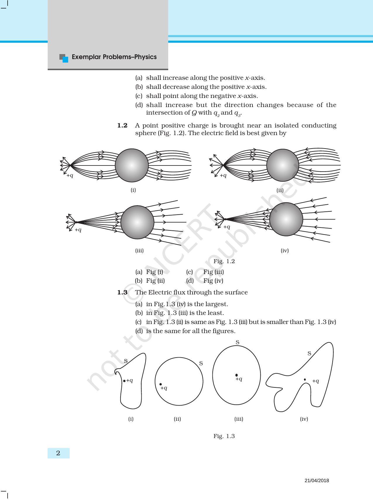 NCERT Exemplar Book for Class 12 Physics: Chapter 1 Electric Charges and Fields - Page 2